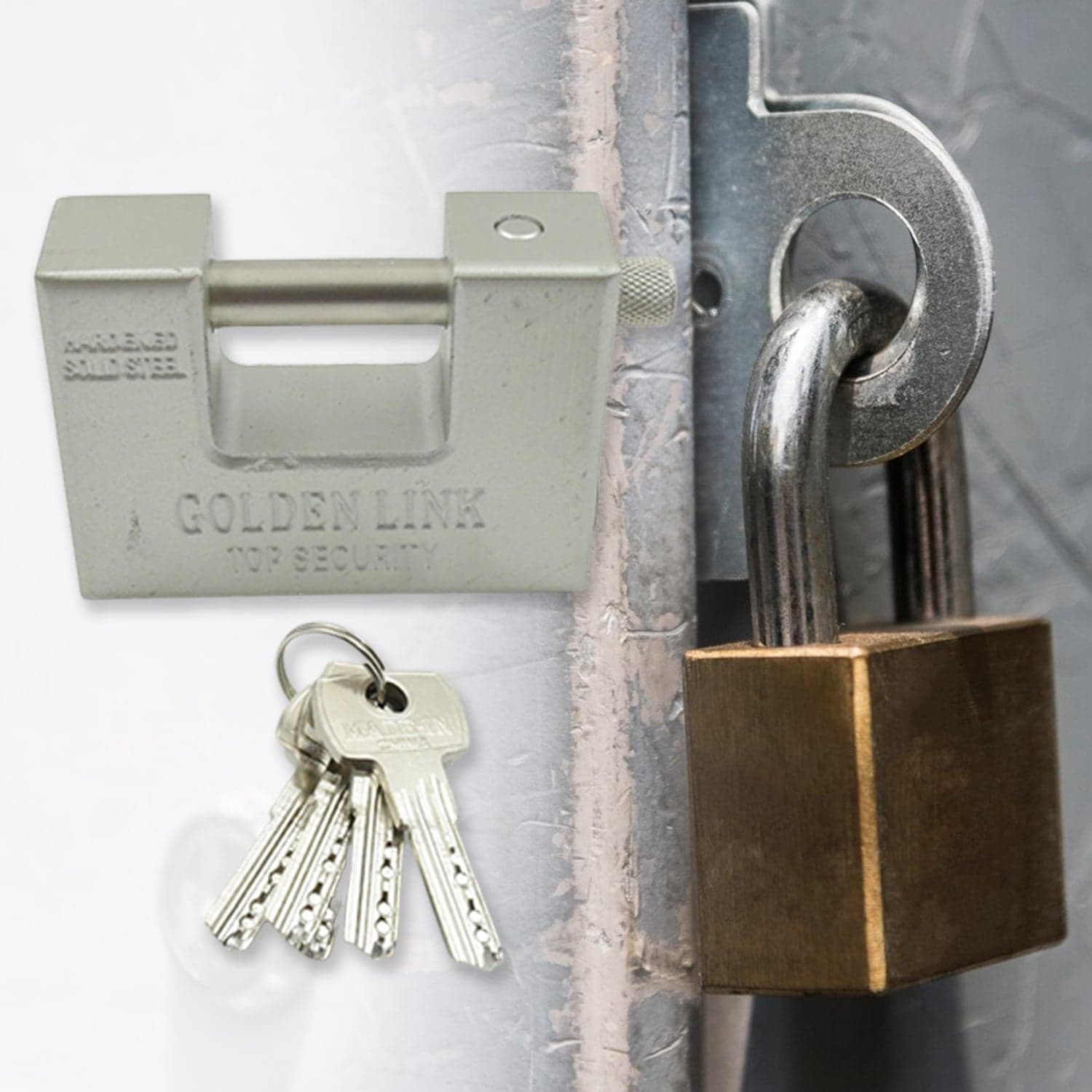 94mm Stainless Steel Padlock: Rectangular, Hardened Steel, 5 Keys thumbnail 7