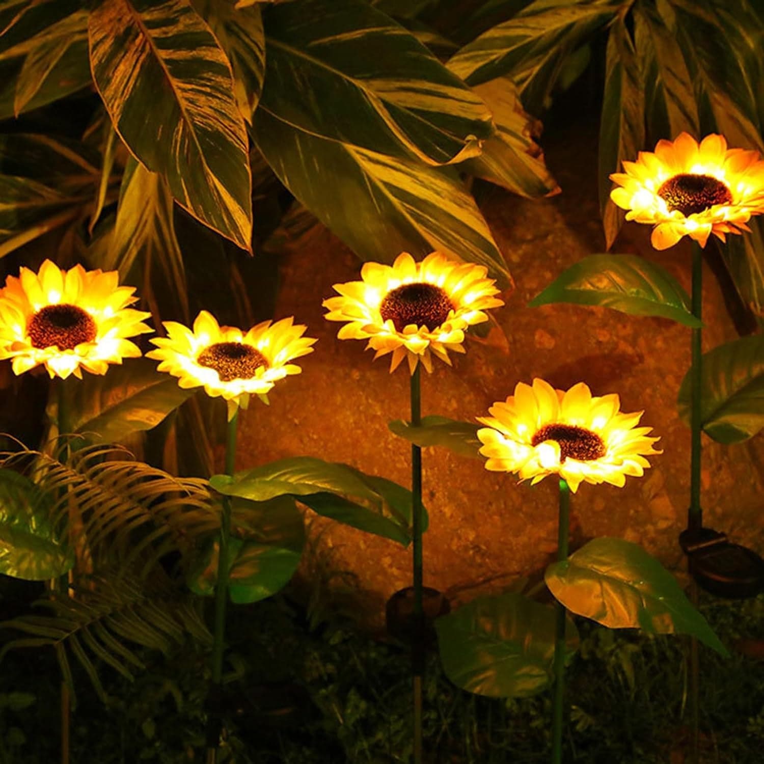 2 Pc Outdoor Solar Sunflower Lights Intelligent Light Control Waterproof Garden Landscape Stake Light thumbnail 1