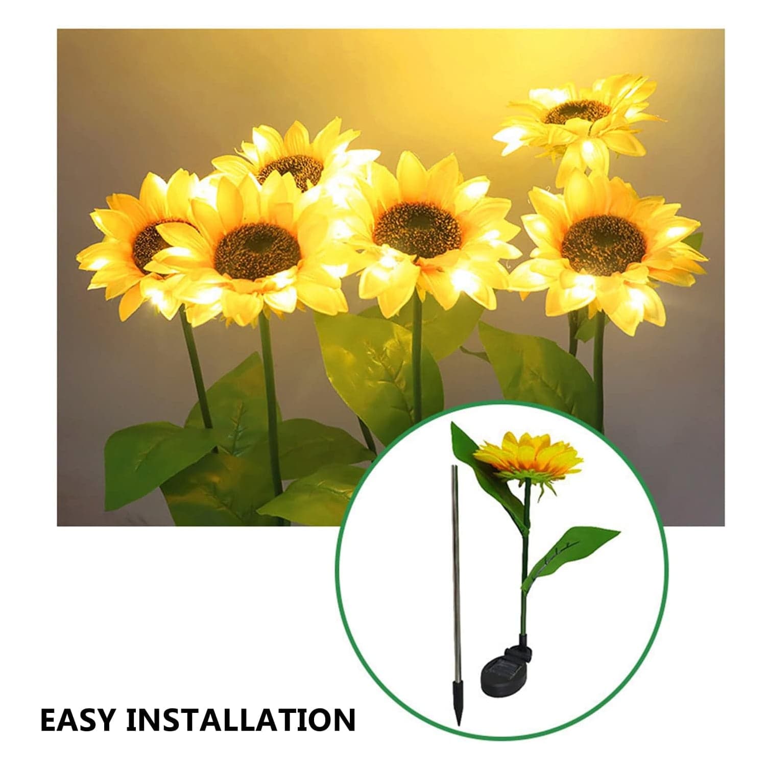 2 Pc Outdoor Solar Sunflower Lights Intelligent Light Control Waterproof Garden Landscape Stake Light thumbnail 5