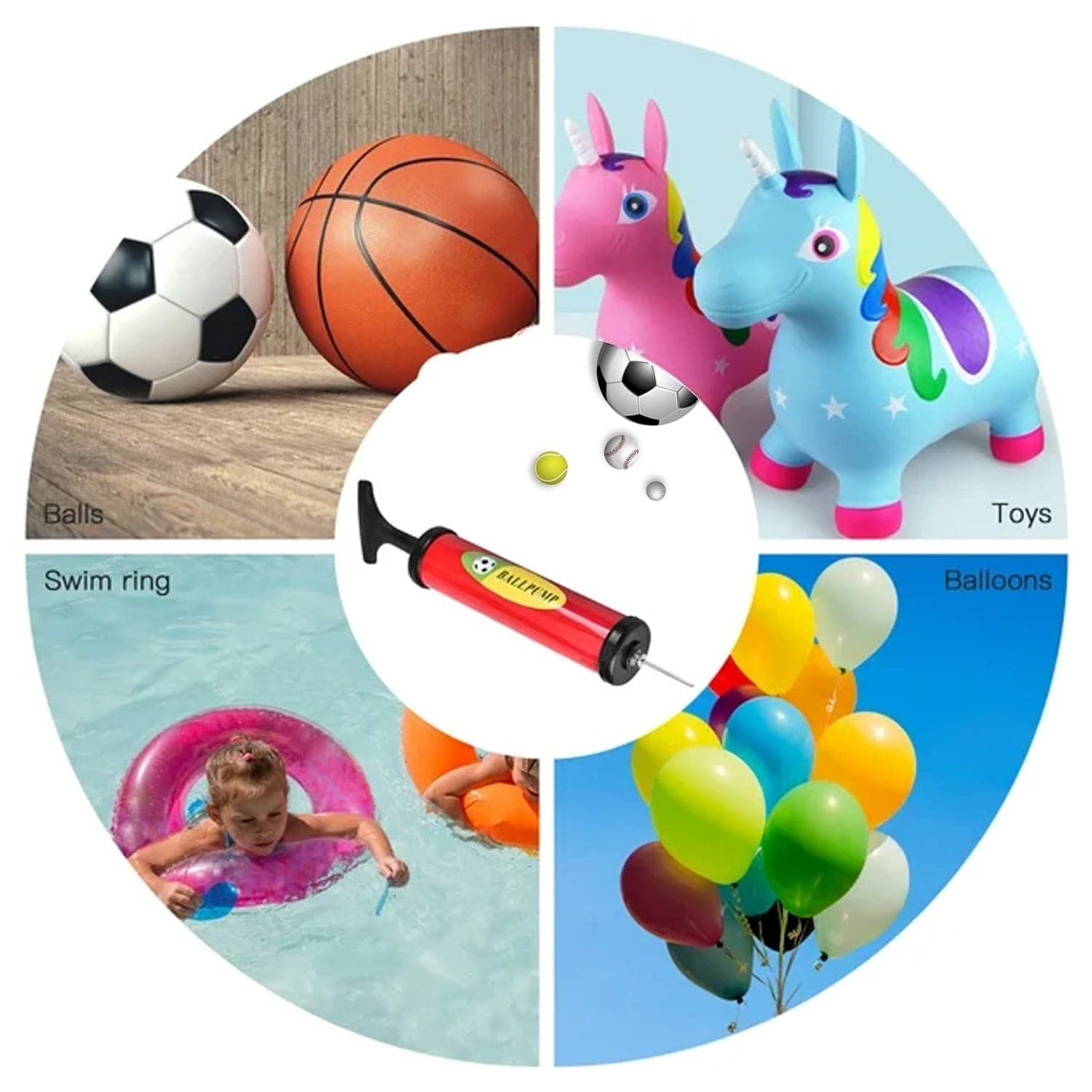 Plastic Pump for Inflating Balls (24CM) - Inflatable Ball Development Toy thumbnail 4