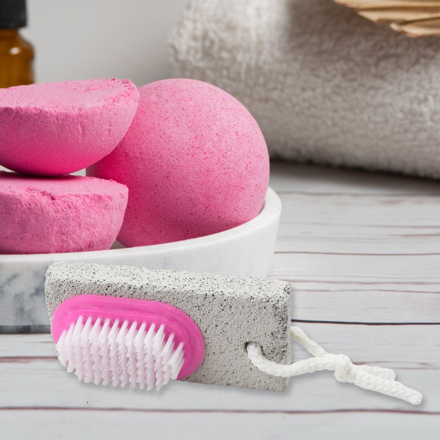 Hand and Foot Brush with pumice stone to Remove Dead Skin & Callus Stone Foot Scrubber Pedicure Brush For Dead Skin thumbnail 1