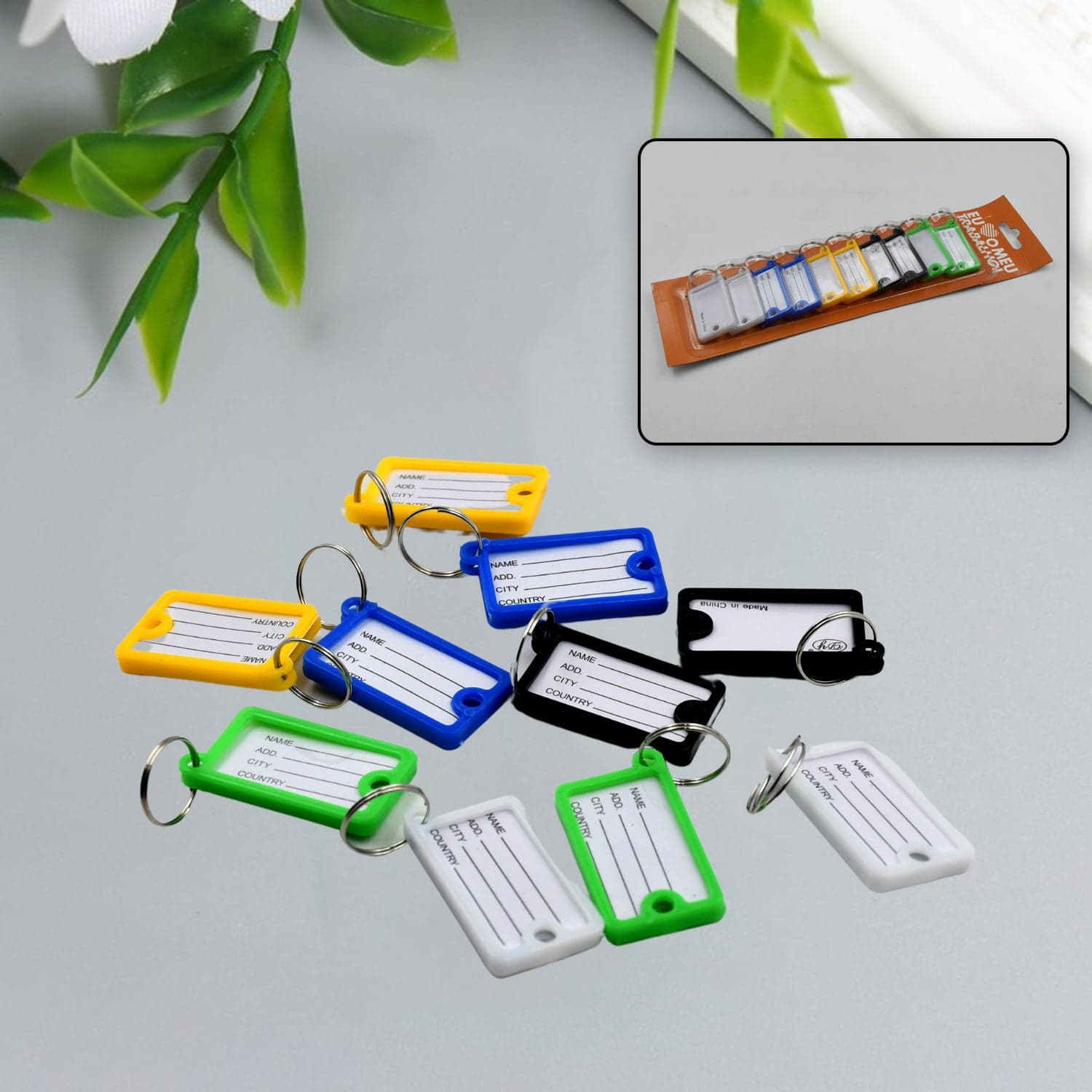 Wallet Keychain 10 pcs Set Plastic Key Custom Key Tags Key Ring Tags Numbered Key Tags Tags with Backpack Keychain thumbnail 1