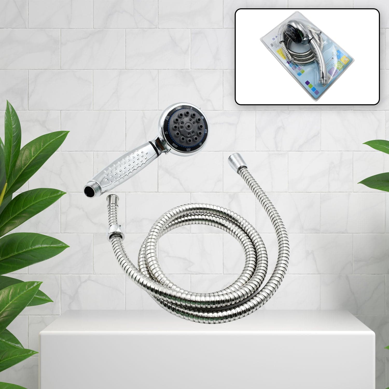 Shower Head and Stainless Steel Hose Multi-Function Plastic High Pressure Shower Spray for Bathroom thumbnail 6
