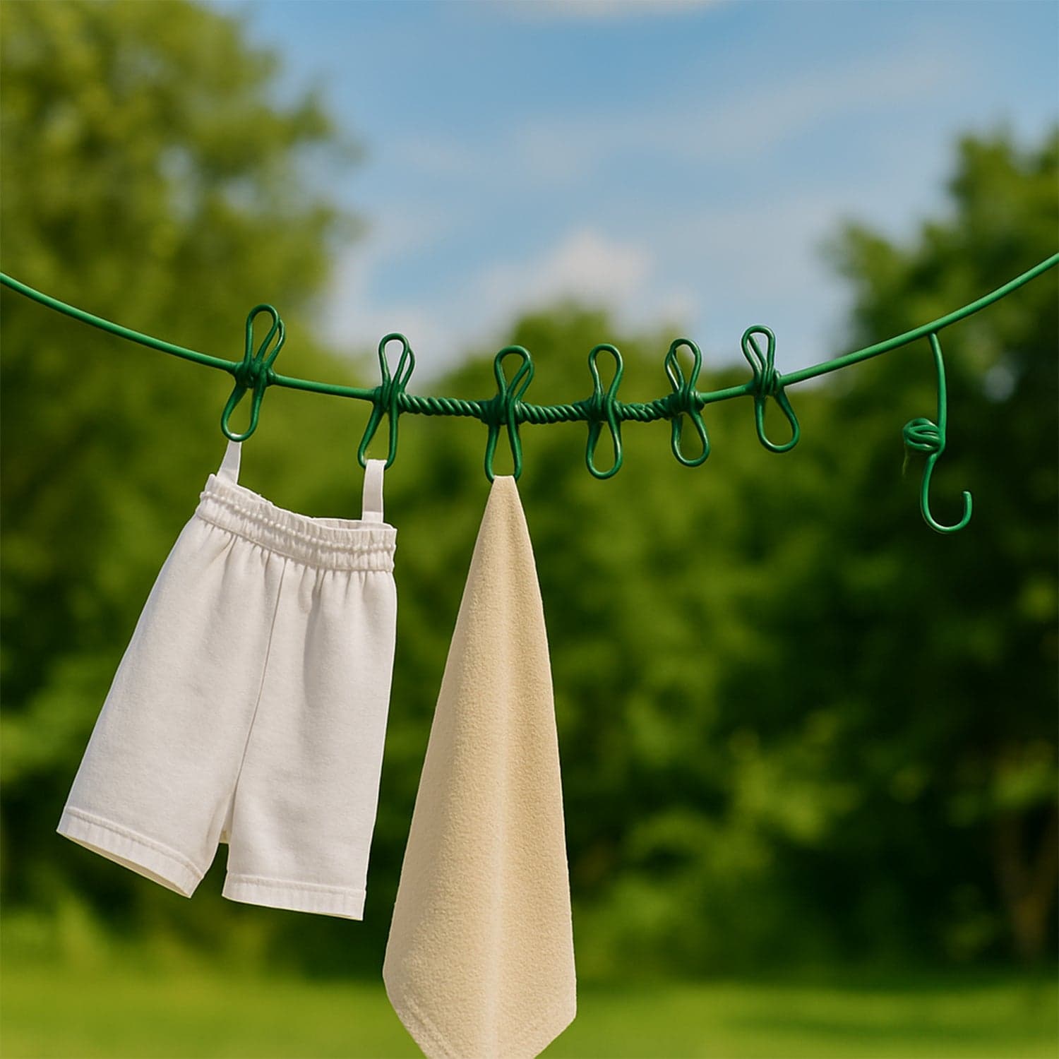 Elastic Cloth Drying Rope with 12 Metal Clip Portable Clothes line For Home & Travel thumbnail 1