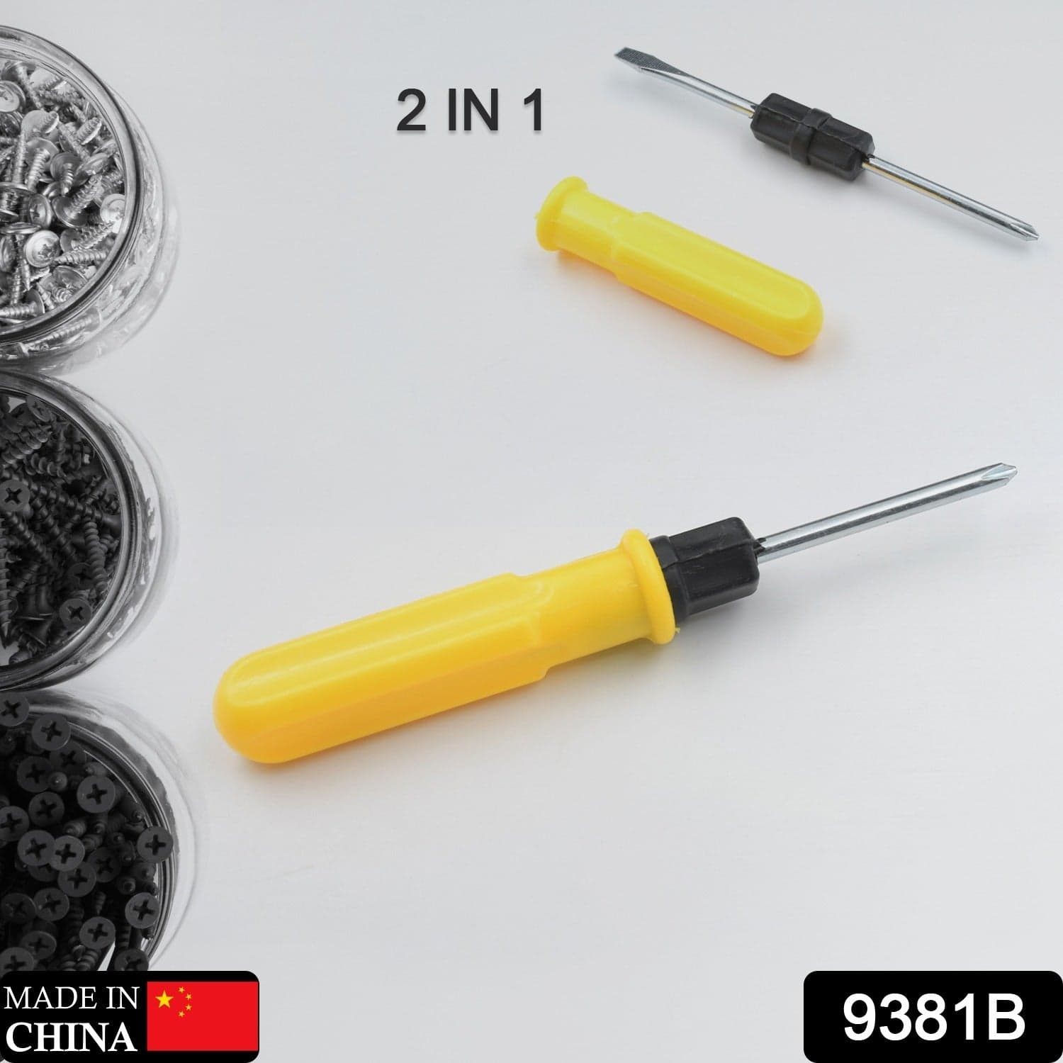 Small Pocket Size 2 in 1 Slotted Cross Head Double Sided Flat Magnetic Screwdriver with PVC Plastic Coated Handle (1 Pc) thumbnail 2