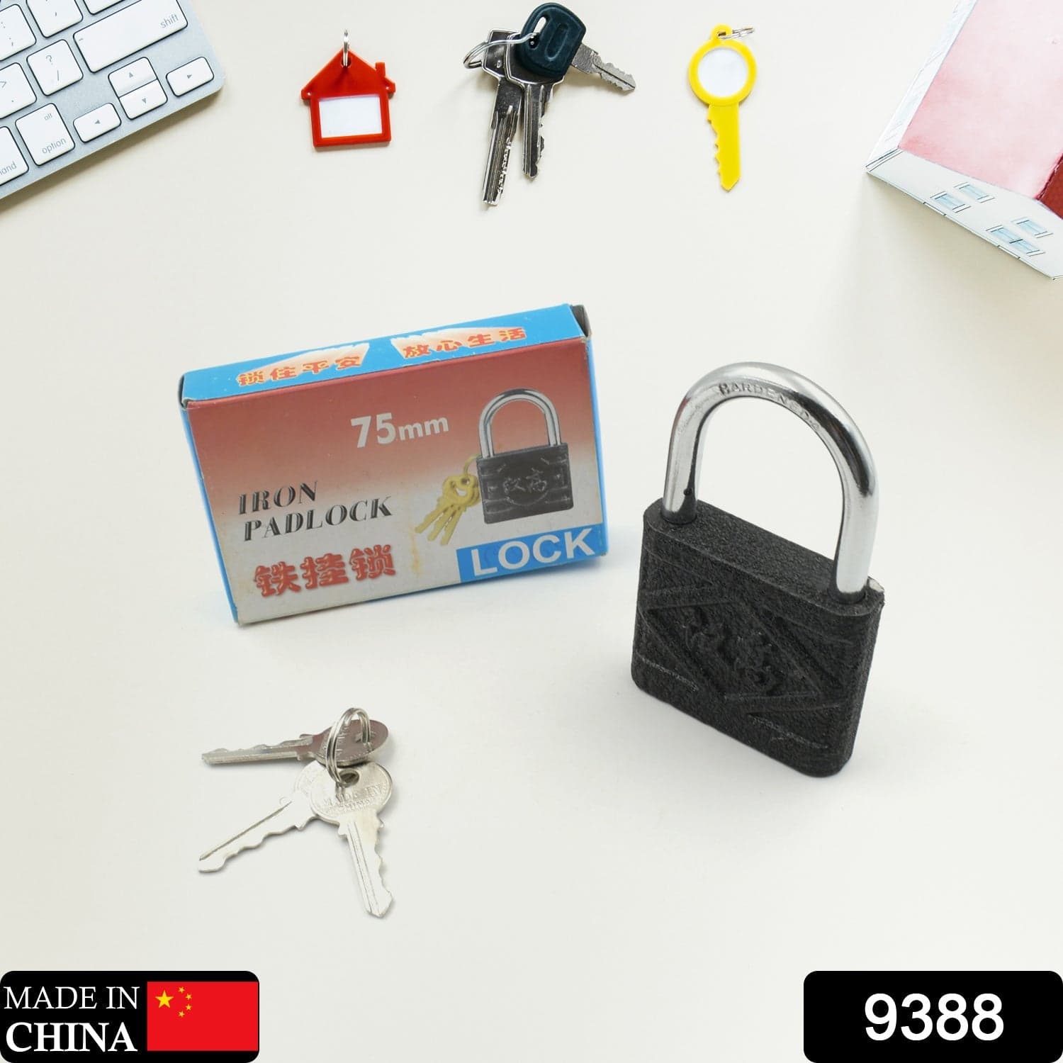 Black Iron Padlock of Brass Core, Waterproof & Anti-Theft for Home & Outdoor (75 mm) thumbnail 2