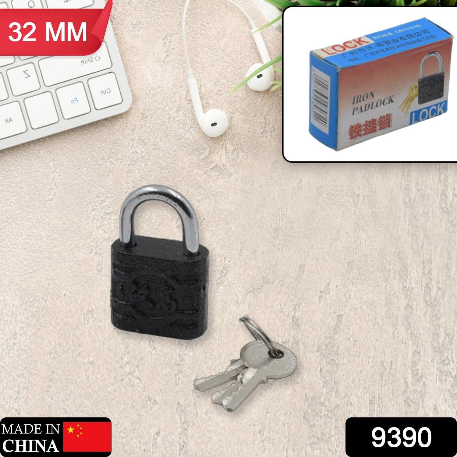 Thickened Black Iron Padlock of Brass Core, Waterproof, Anti-Theft (75/60/32mm) thumbnail 2