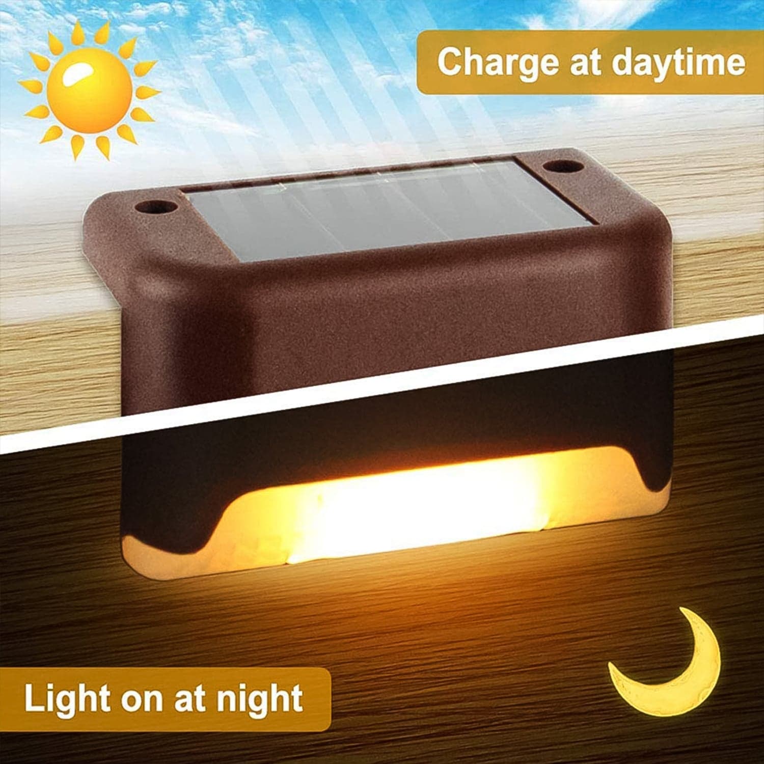 4-Piece Solar Waterproof Garden, Stair & Railing Lights thumbnail 6