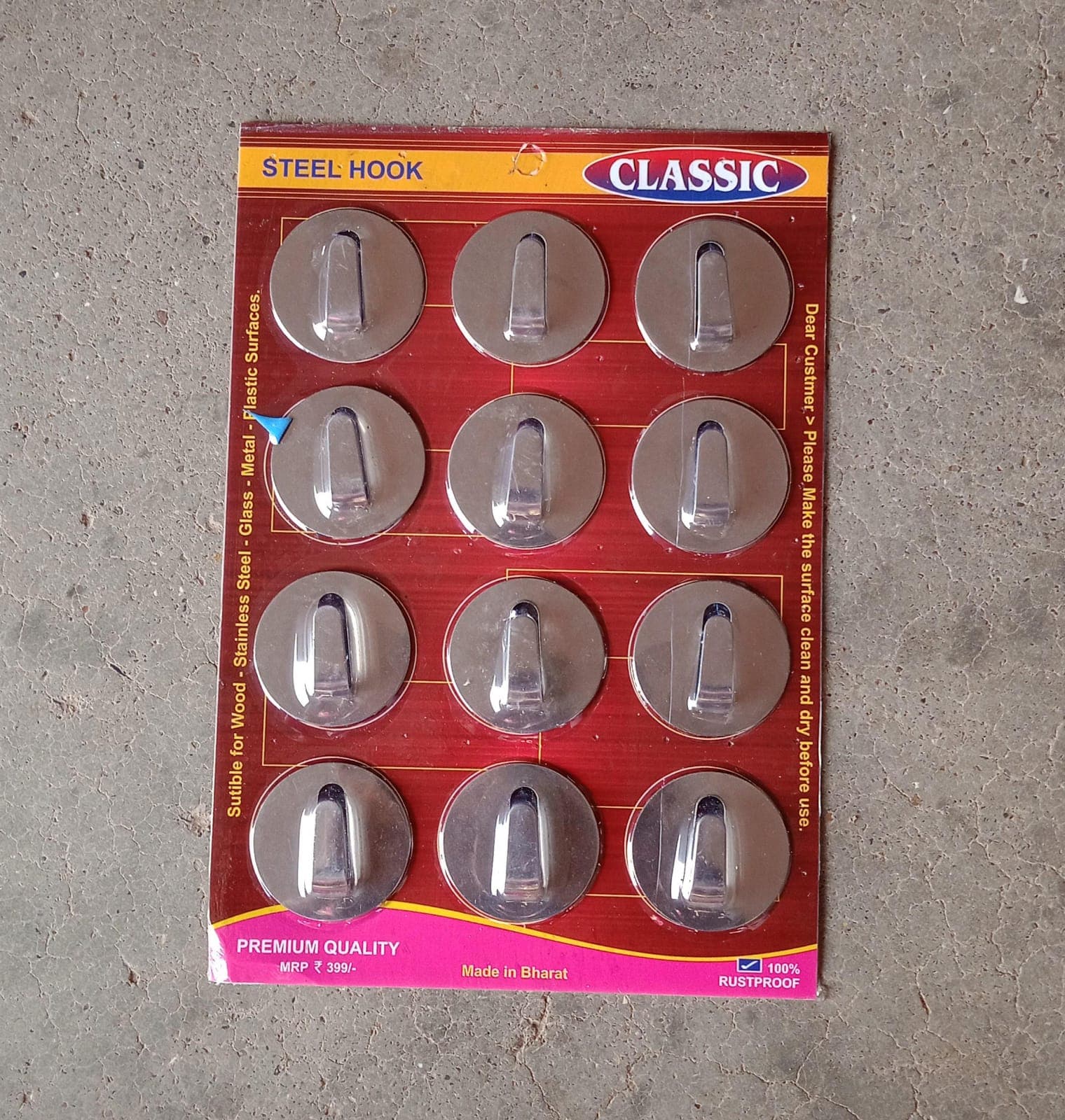 Self-Adhesive Wall Hooks (12 Pcs): Steel, Multipurpose for Home thumbnail 7
