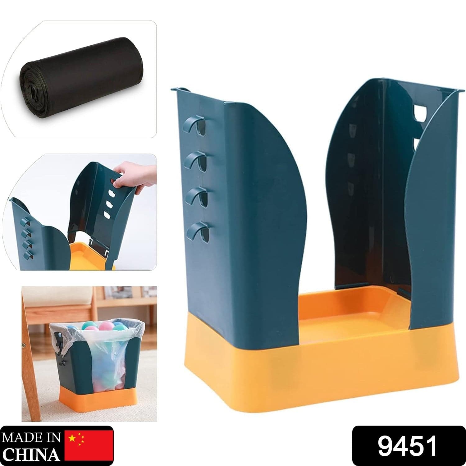Expandable Trash Can (1 Pc): Plastic, Large Capacity, Kitchen & Bathroom thumbnail 2