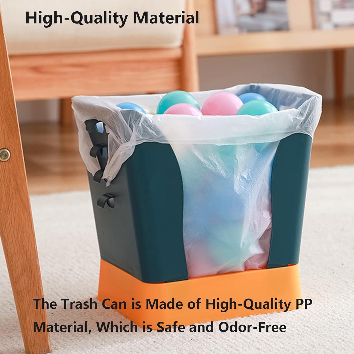 Expandable Trash Can (1 Pc): Plastic, Large Capacity, Kitchen & Bathroom thumbnail 6