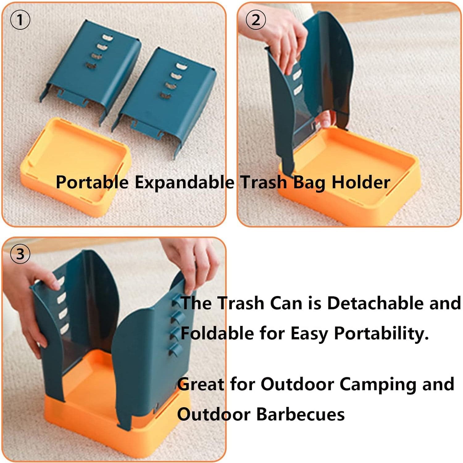 Expandable Trash Can (1 Pc): Plastic, Large Capacity, Kitchen & Bathroom thumbnail 8