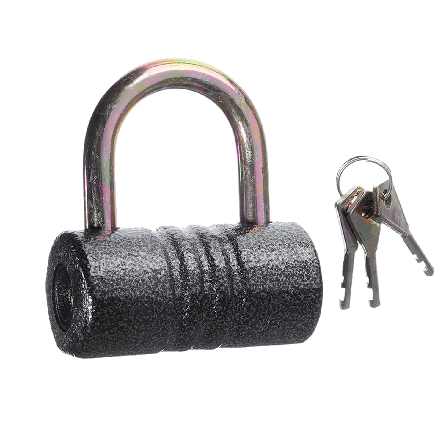 Heavy-Duty Iron Padlock Of 82Mm Black Spray Lock With Brass Core & 5 Keys thumbnail 3