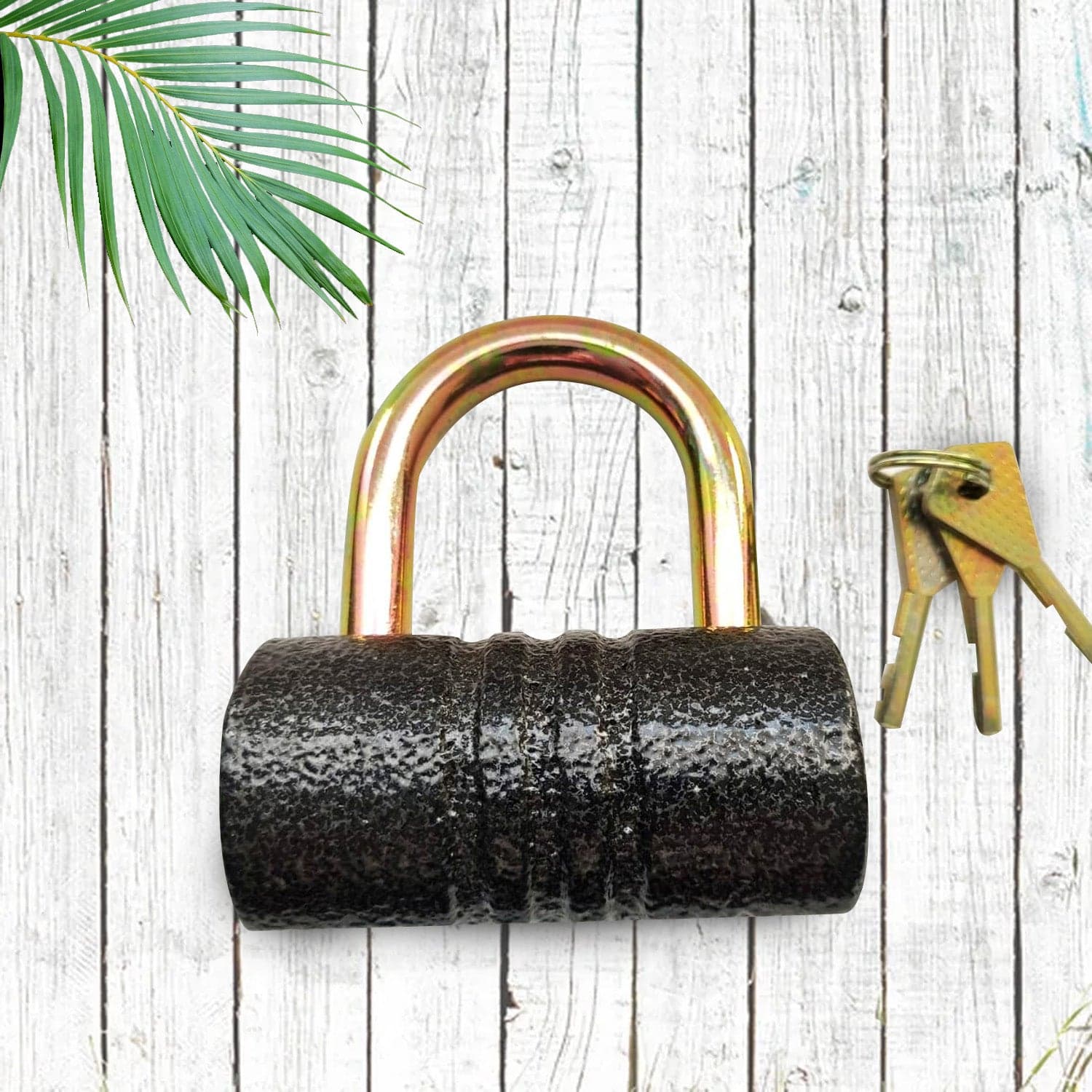 Heavy-Duty Iron Padlock Of 82Mm Black Spray Lock With Brass Core & 5 Keys thumbnail 4