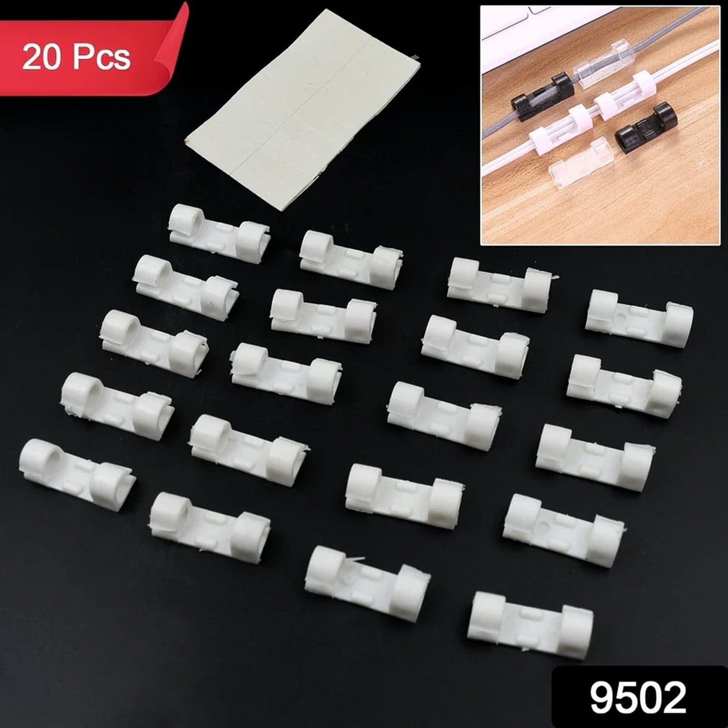 Plastic Cable Clips of Strong Adhesive Wire Organizer for Home, Office & Car (20 Pcs) thumbnail 2