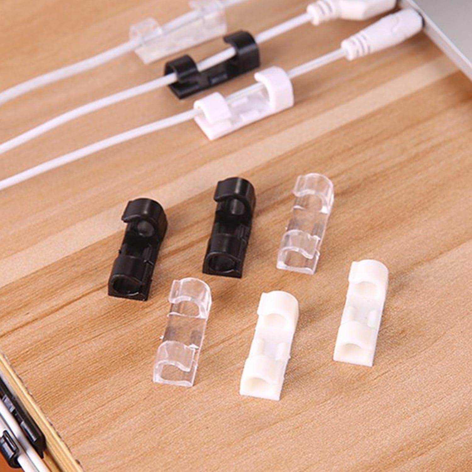 Plastic Cable Clips of Strong Adhesive Wire Organizer for Home, Office & Car (20 Pcs) thumbnail 7