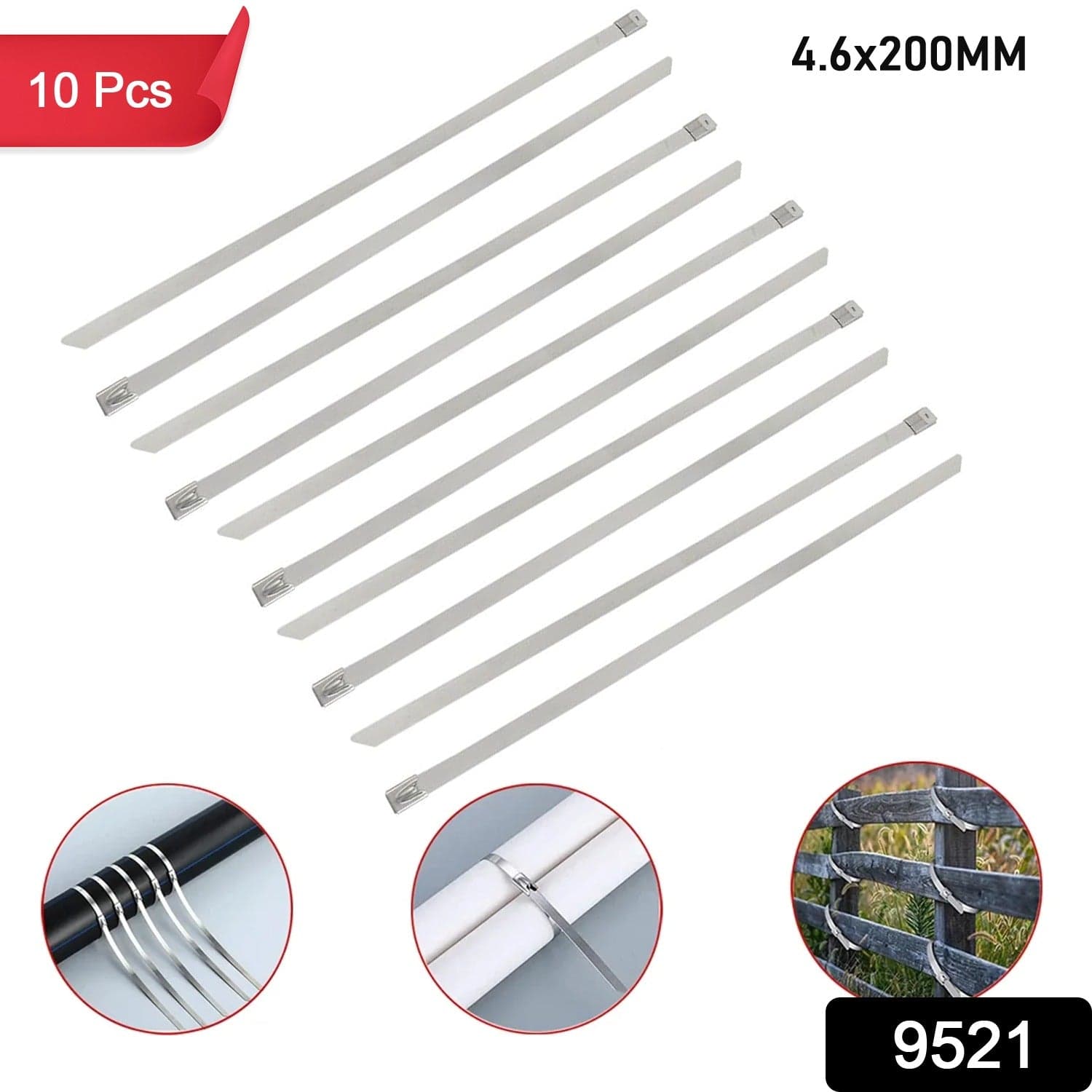 Multipurpose Stainless Steel Cable TIE (10 pcs Set / 4.6x200MM) thumbnail 2