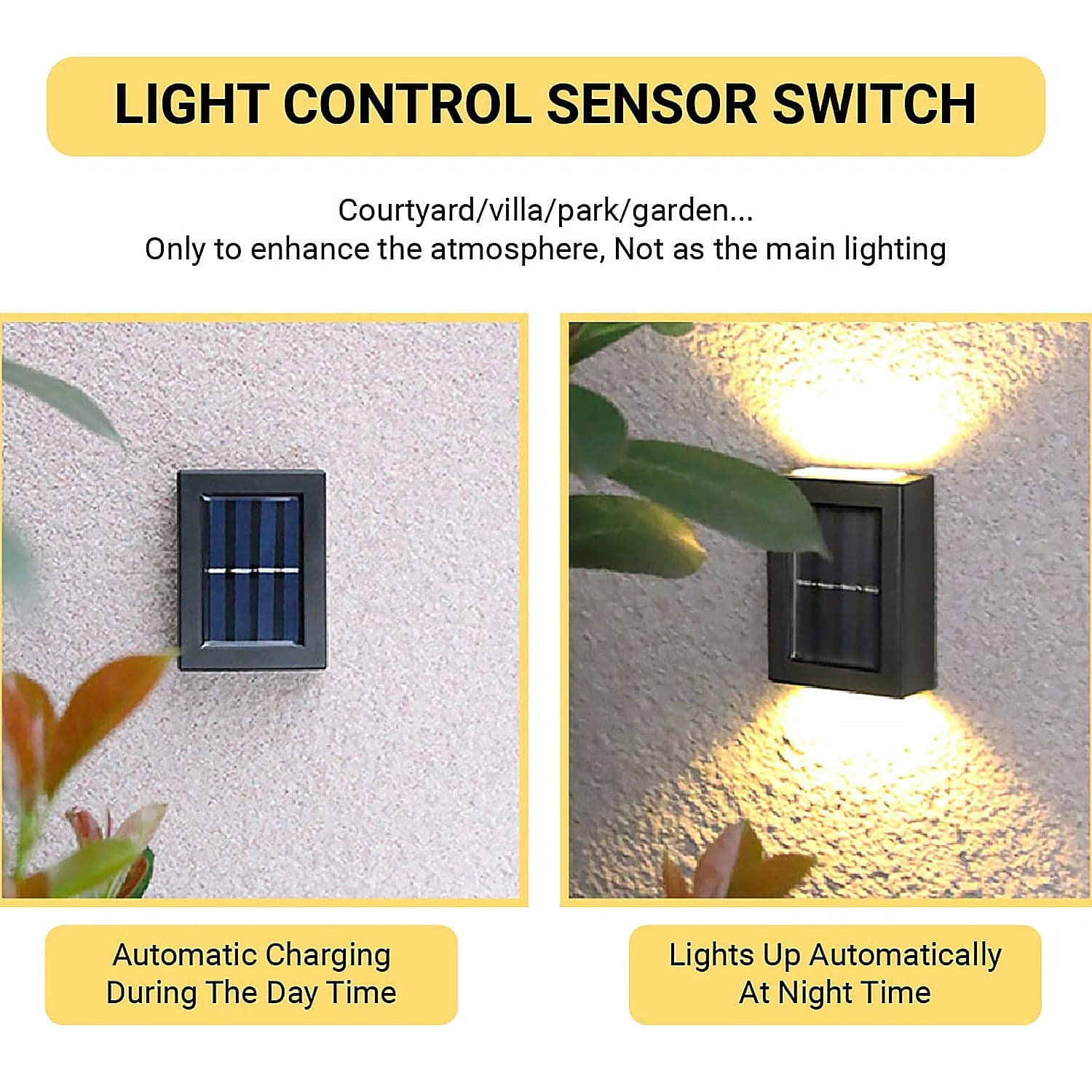 Solar Wall Lights Small Fence Lights Solar Powered Up Down LED Porch Light Garden Lights Outdoor Solar Landscape Lights WaterProof Light (1 Pc) thumbnail 4