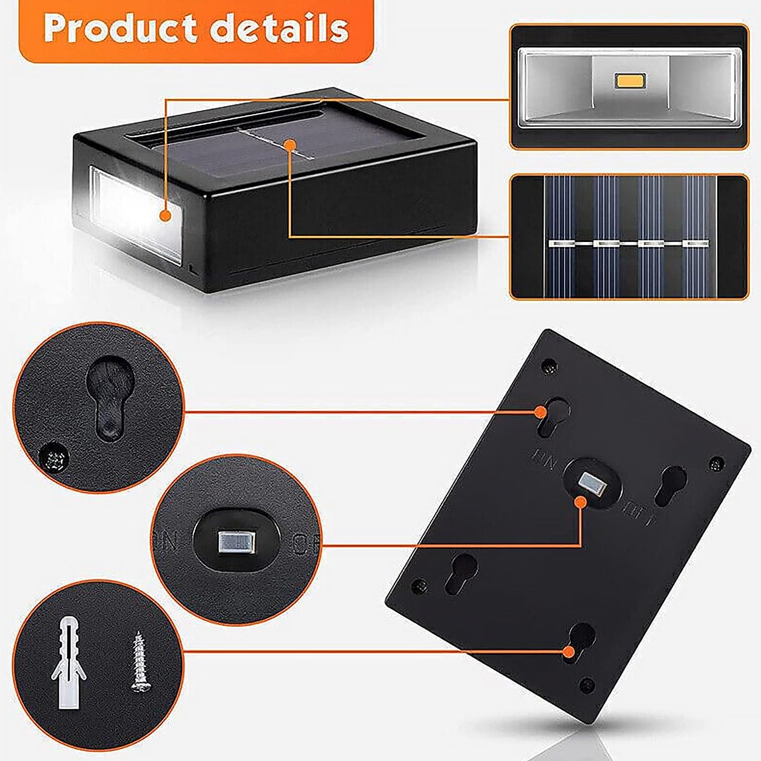 Solar Wall Lights Small Fence Lights Solar Powered Up Down LED Porch Light Garden Lights Outdoor Solar Landscape Lights WaterProof Light (1 Pc) thumbnail 5