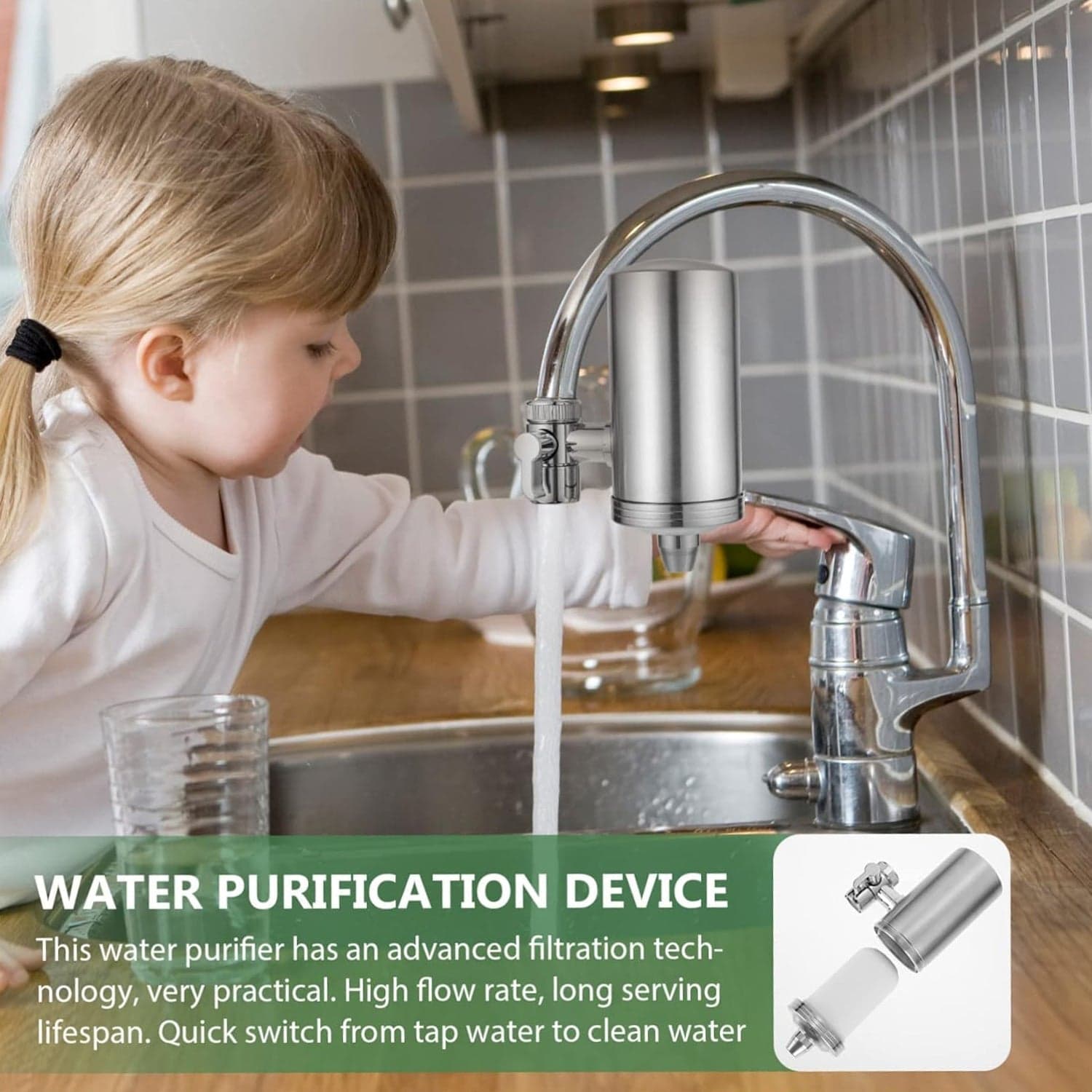 304 Stainless Steel Faucet Mount Water Filter, Water Purifier (1 Set) thumbnail 4