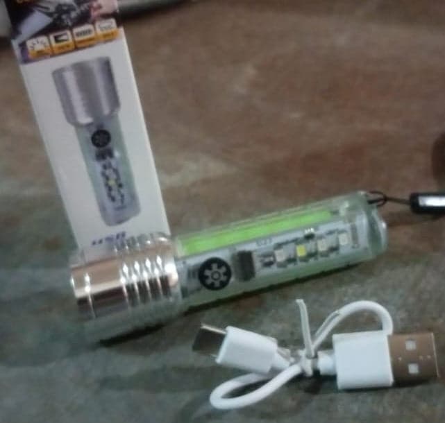 Pattern Flashlight USB Flashlight Rechargeable LED Torch Light (1 Pc) thumbnail 8