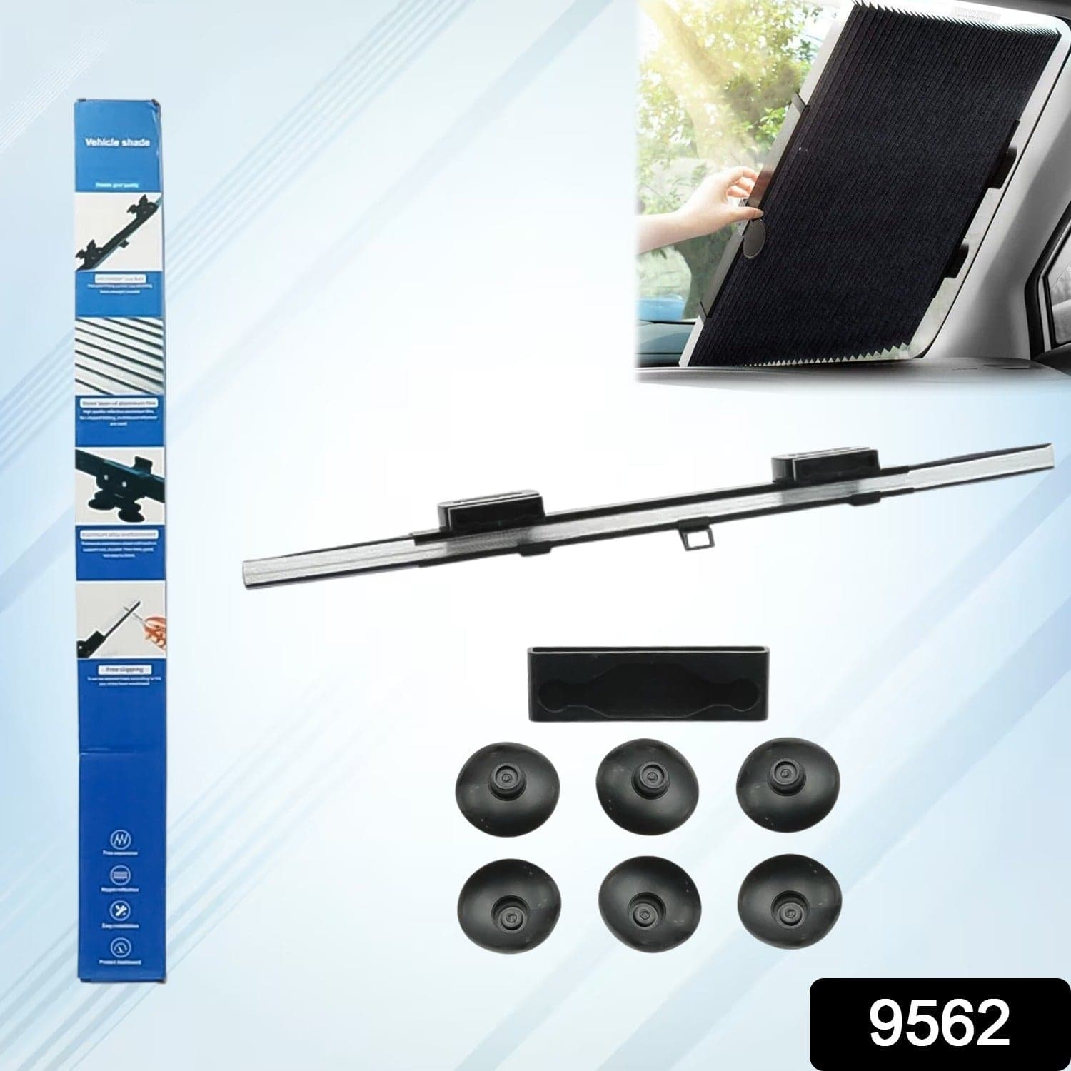 Retractable Long Foldable Windshield Sun Shade for Car (1 Set) thumbnail 2
