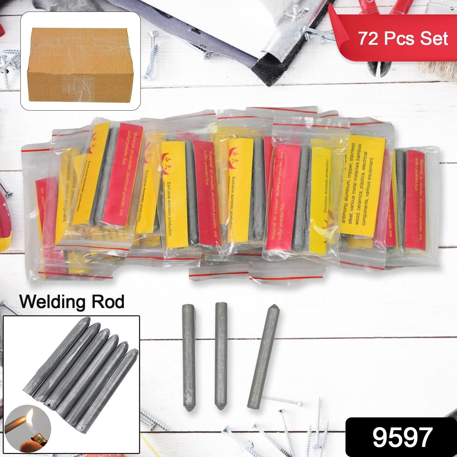 Low Temperature Universal Welding Rod, Aluminium Welding Rods (72 Pcs Set / Inside 3 Pcs Packet) thumbnail 2