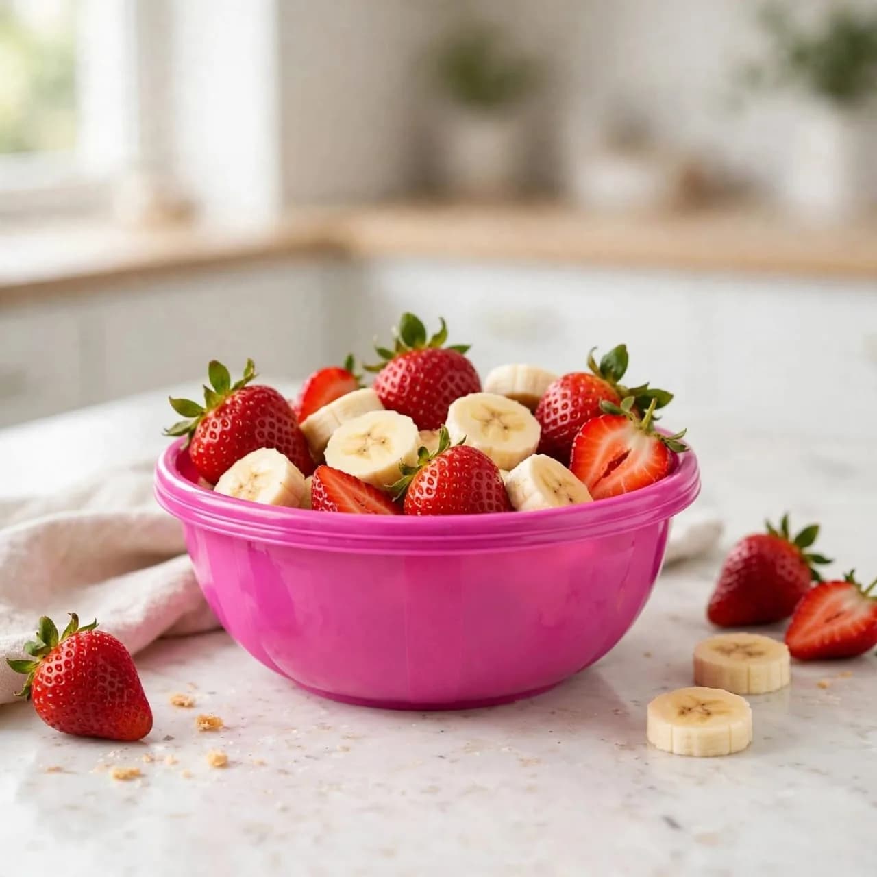 Round Plastic Serving Bowl with Smooth Interior and Raised Rim thumbnail 3