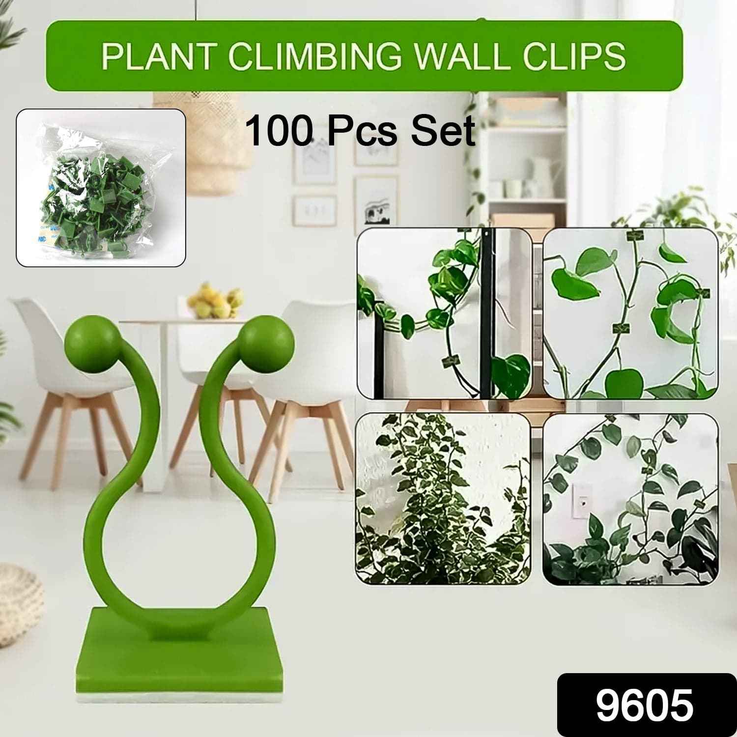 Plant Climbing Wall Fixture Clip Self-Adhesive Hook (100 Pcs Set) thumbnail 1
