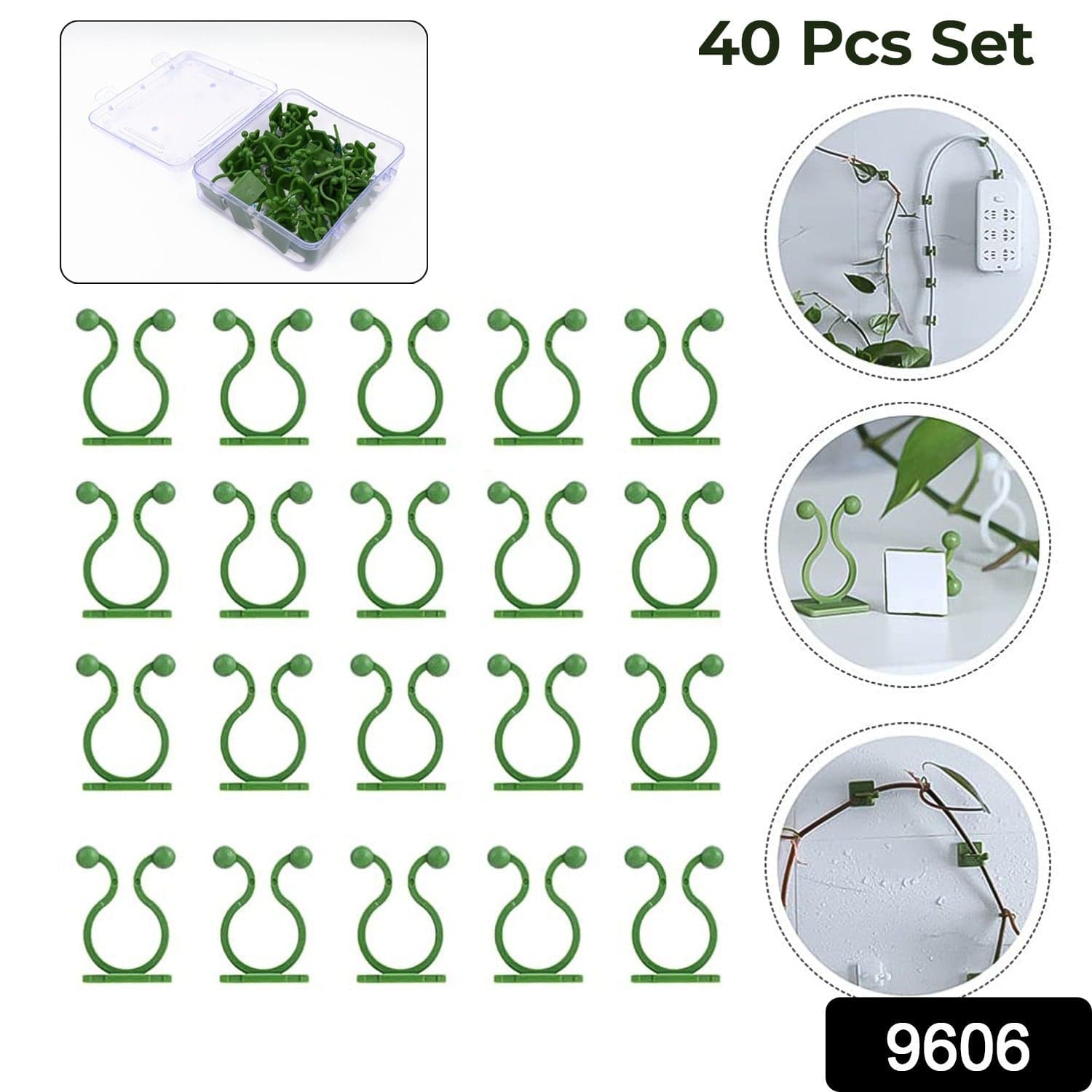 Plant Climbing Wall Fixture Clip Self-Adhesive Hook (40 Pcs Set / With plastic box) thumbnail 2
