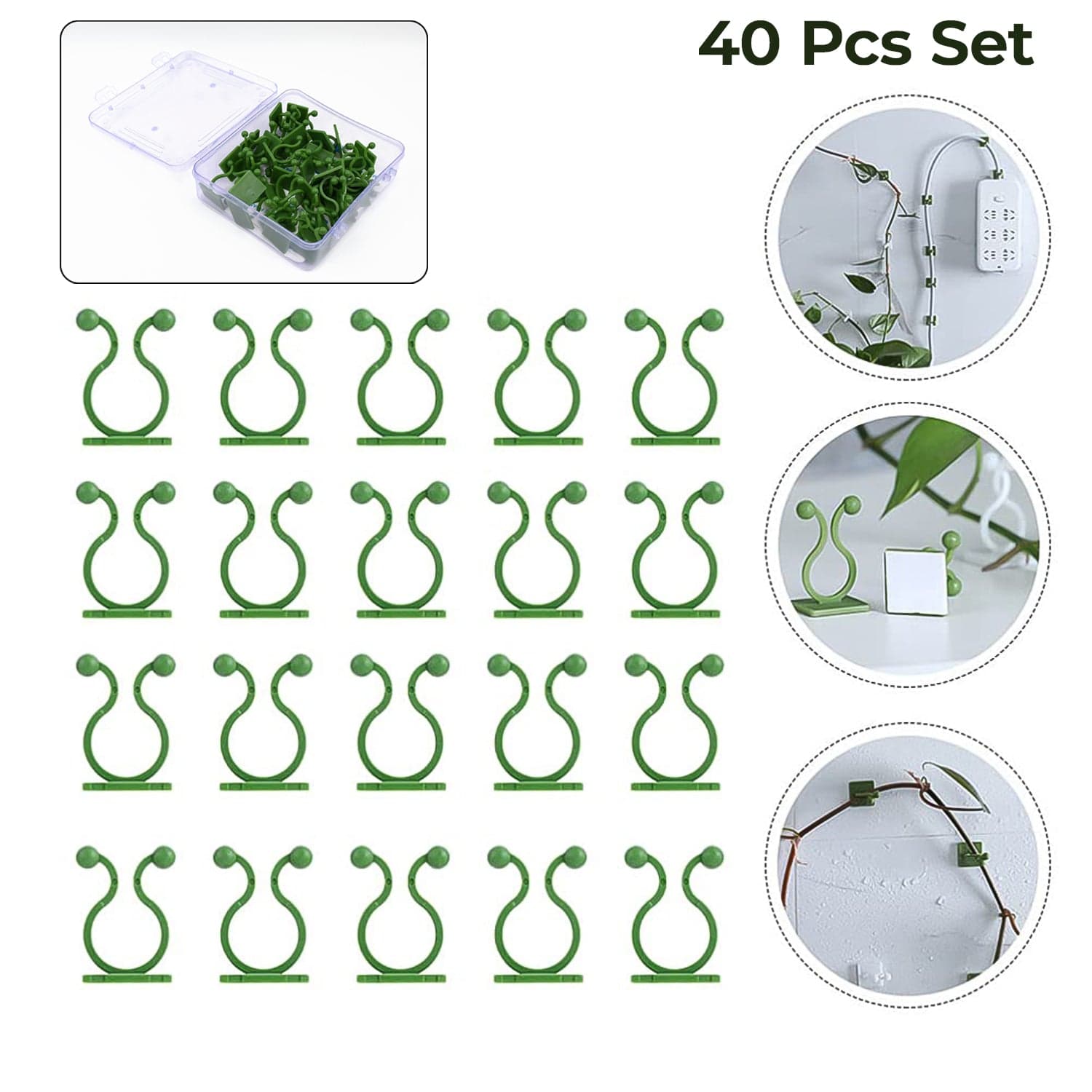 Plant Climbing Wall Fixture Clip Self-Adhesive Hook (40 Pcs Set / With plastic box) thumbnail 3
