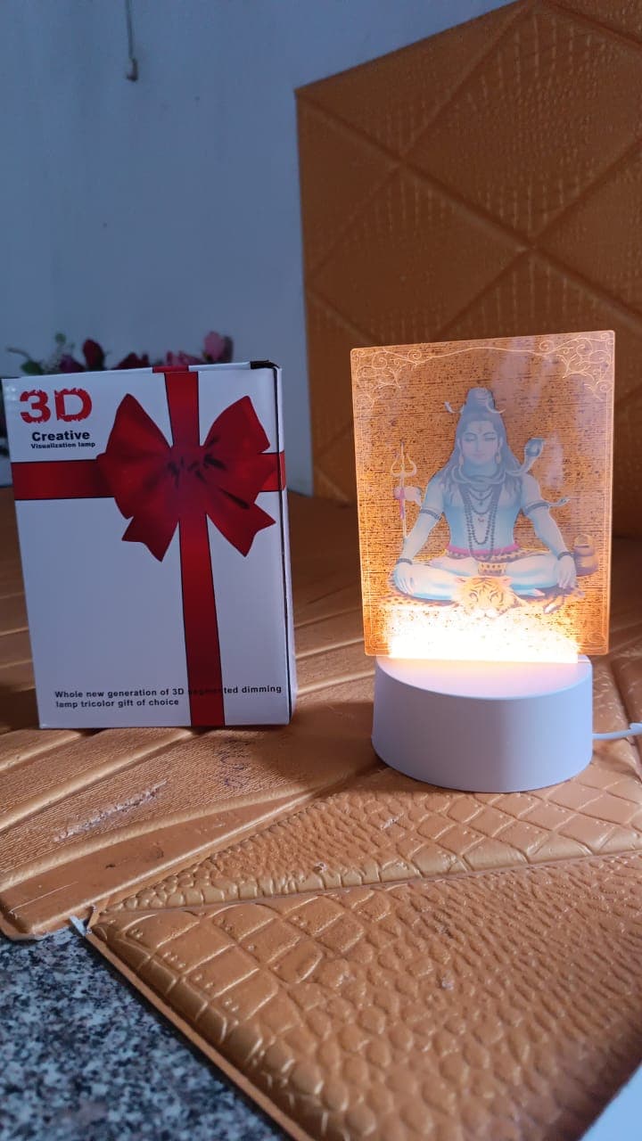 Beautiful 3D Lord Shiva Frame with Soft White Light (1 Pc) thumbnail 3