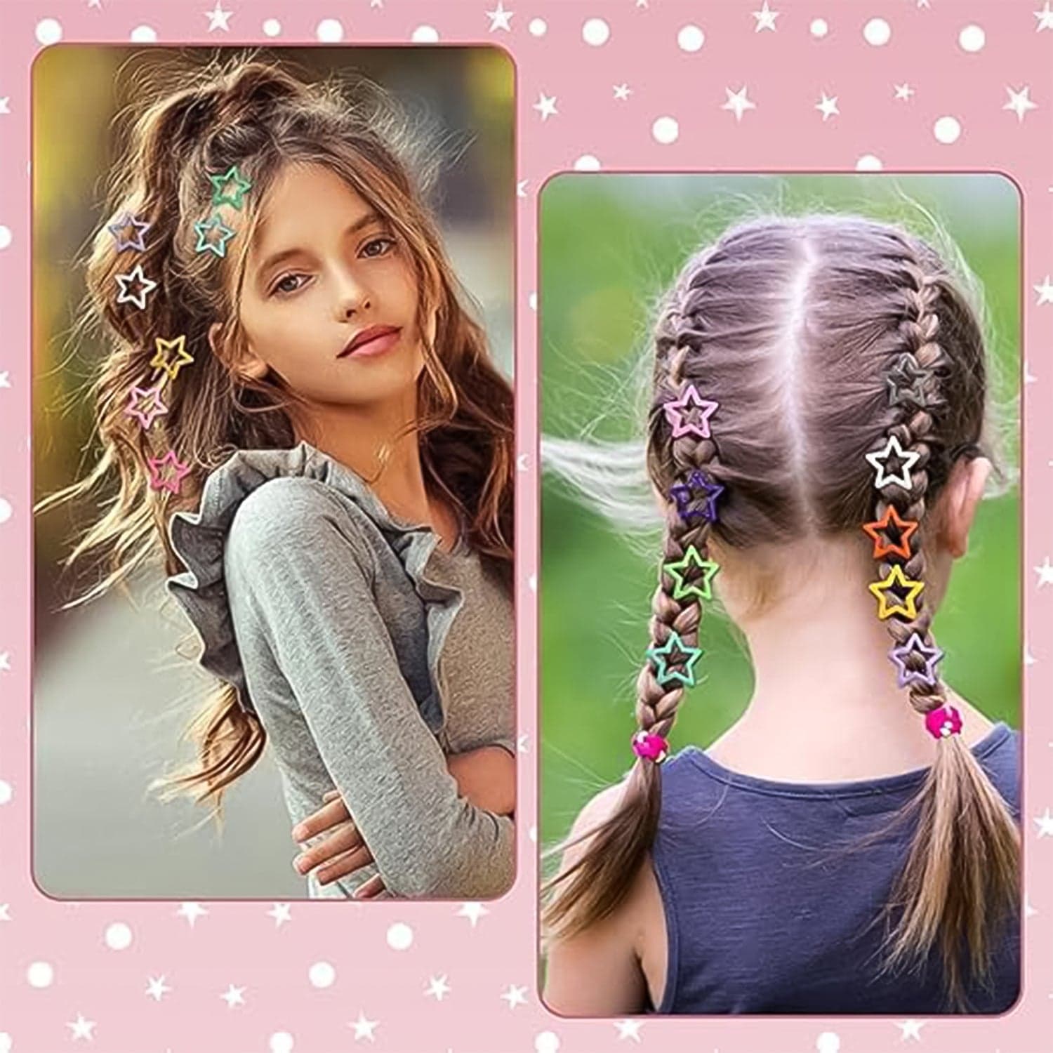 Metal Printed Star Shape Hair Clips (5 Pcs Set) thumbnail 3