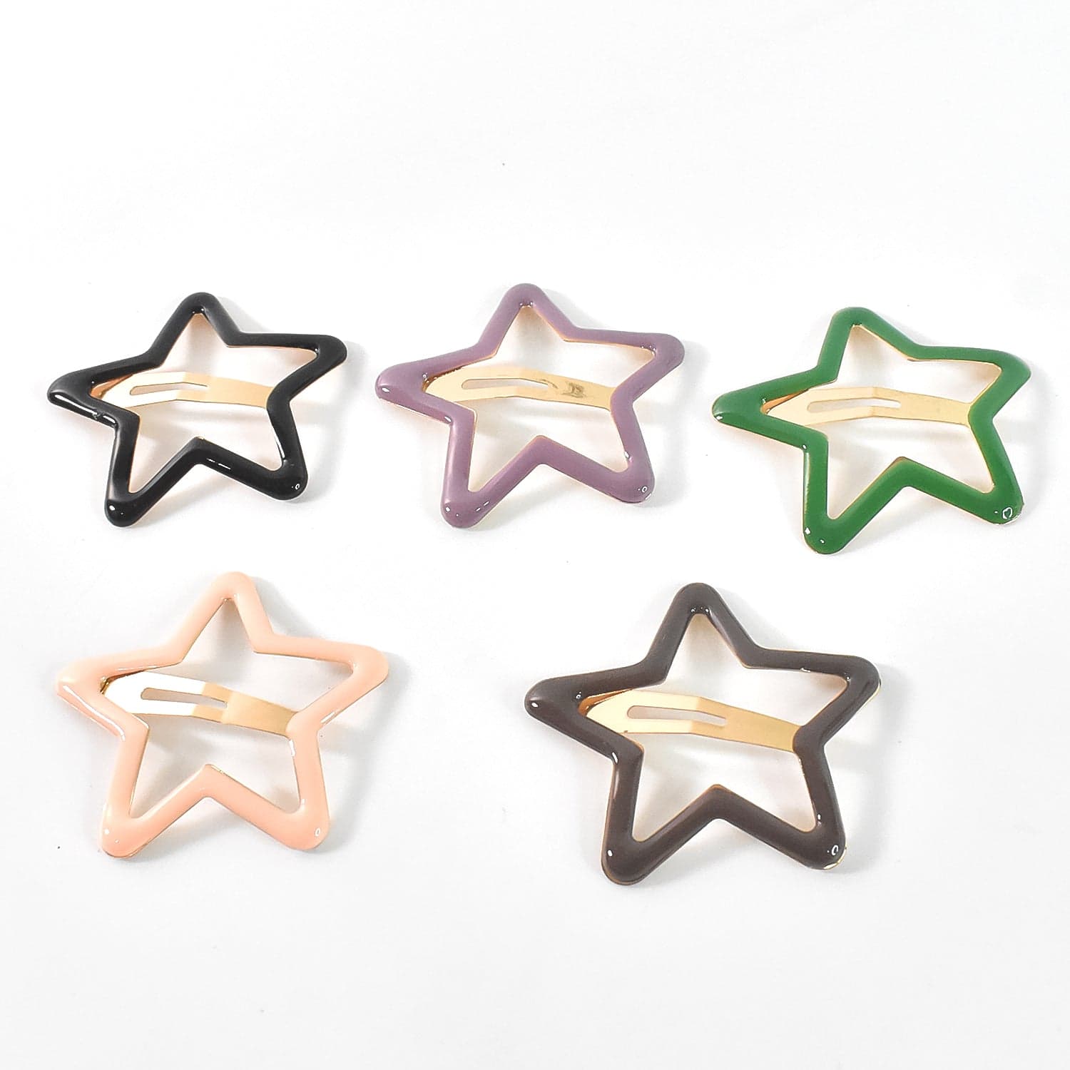 Metal Printed Star Shape Hair Clips (5 Pcs Set) thumbnail 7