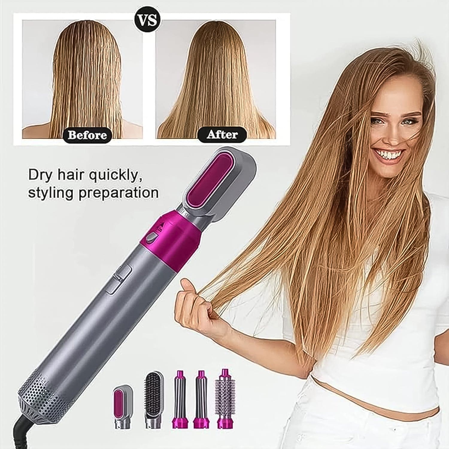 5 In 1 Hair Dryer Brush, Multifunctional Hot Air Styler Hair Tools thumbnail 4