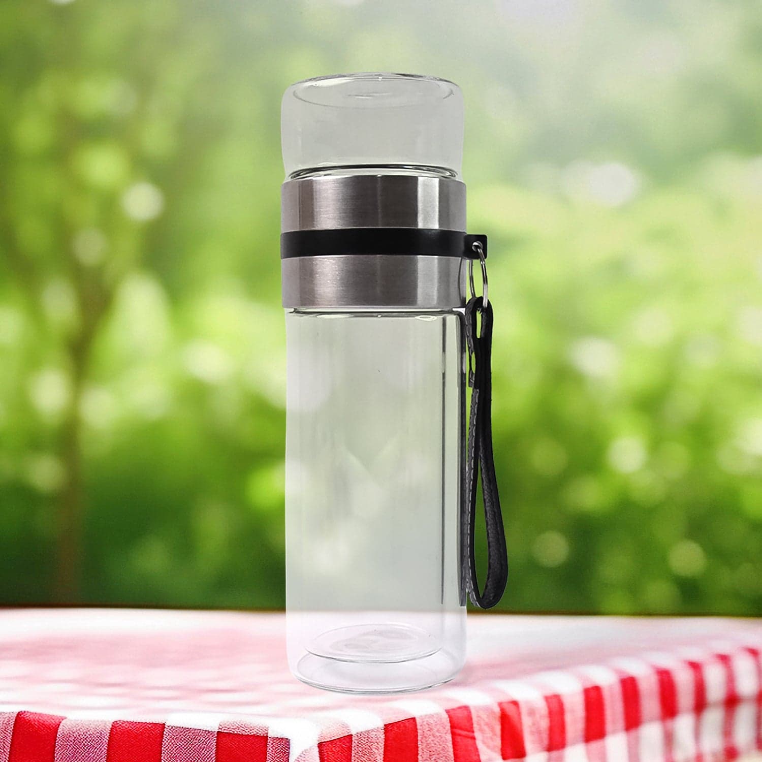 Glass Tea Infuser Bottle. Double Wall Outdoor sport Glass water bottle (550ml) thumbnail 1