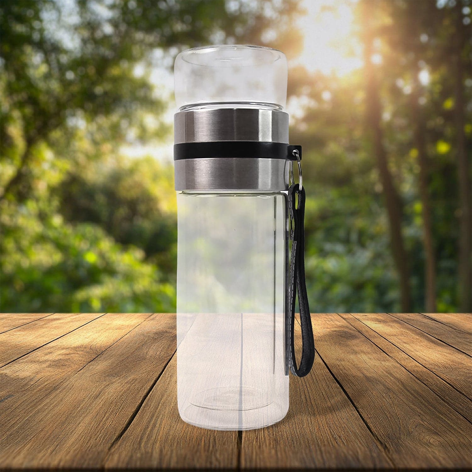 Glass Tea Infuser Bottle. Double Wall Outdoor sport Glass water bottle (550ml) thumbnail 3