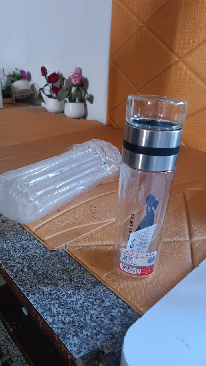Glass Tea Infuser Bottle. Double Wall Outdoor sport Glass water bottle (550ml) thumbnail 7
