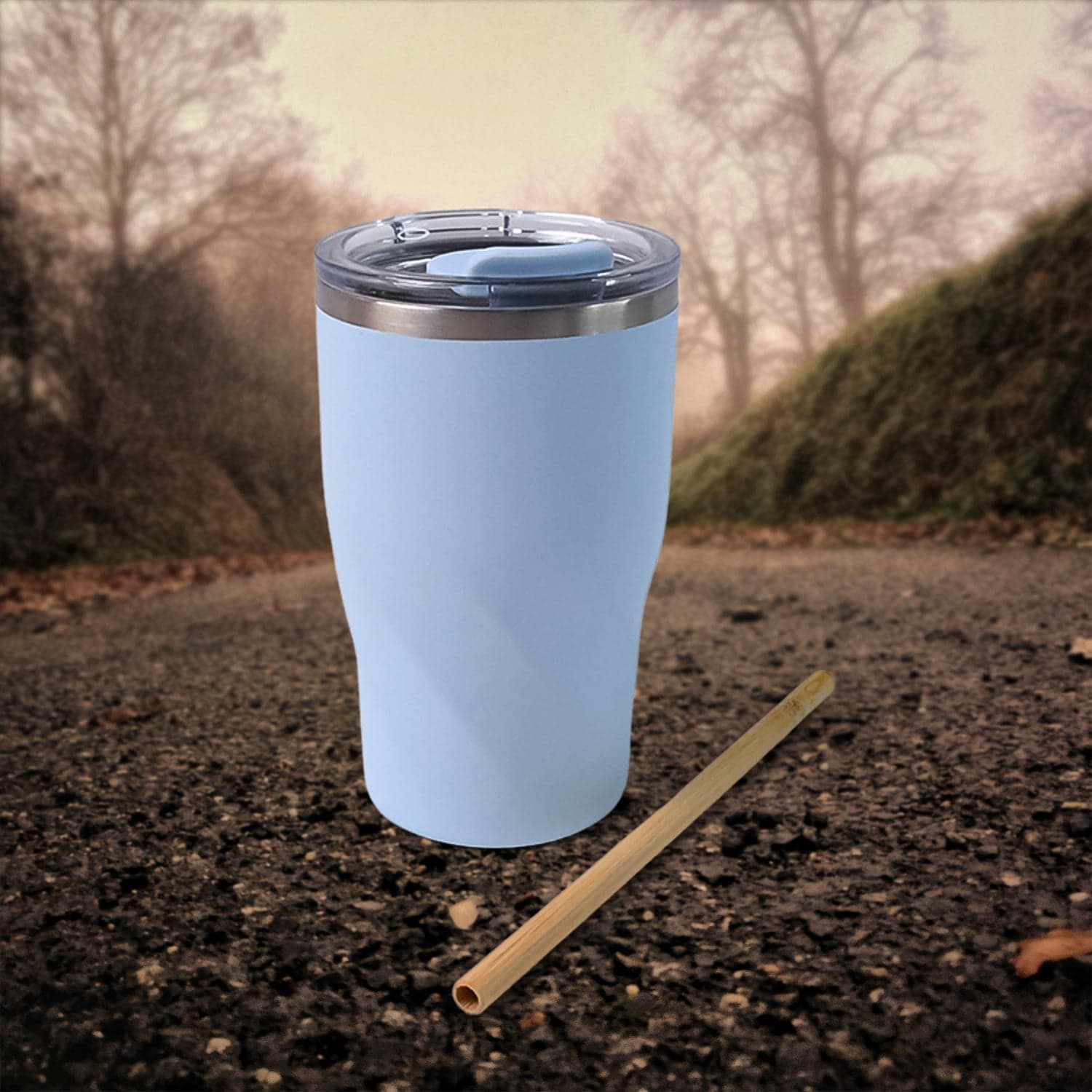 Stainless Steel Insulated Coffee Mug With Wooden Straw (350ml Approx) thumbnail 6