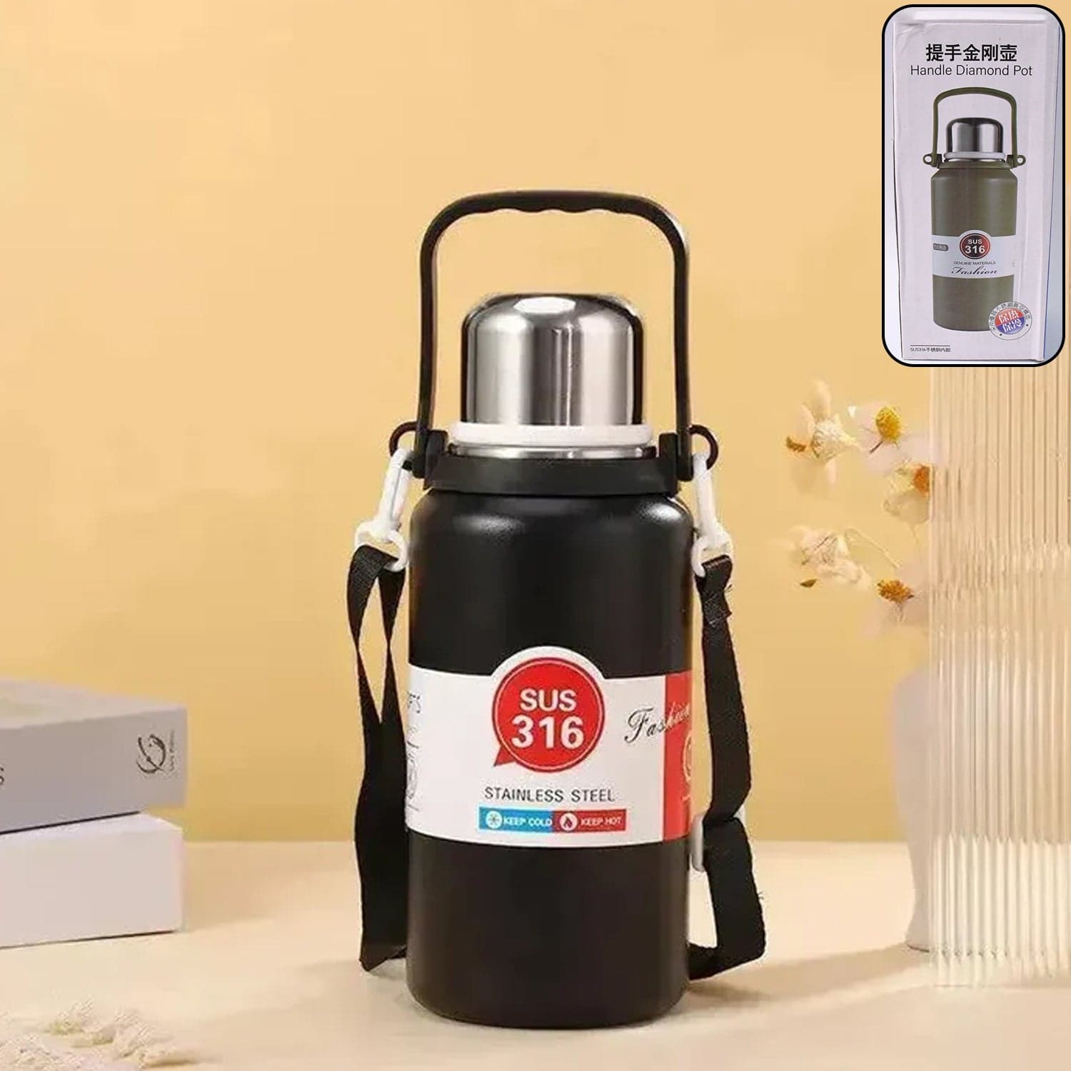 Stainless Steel Airtight Insulated Thermos Bottle (1200Ml Approx) thumbnail 1