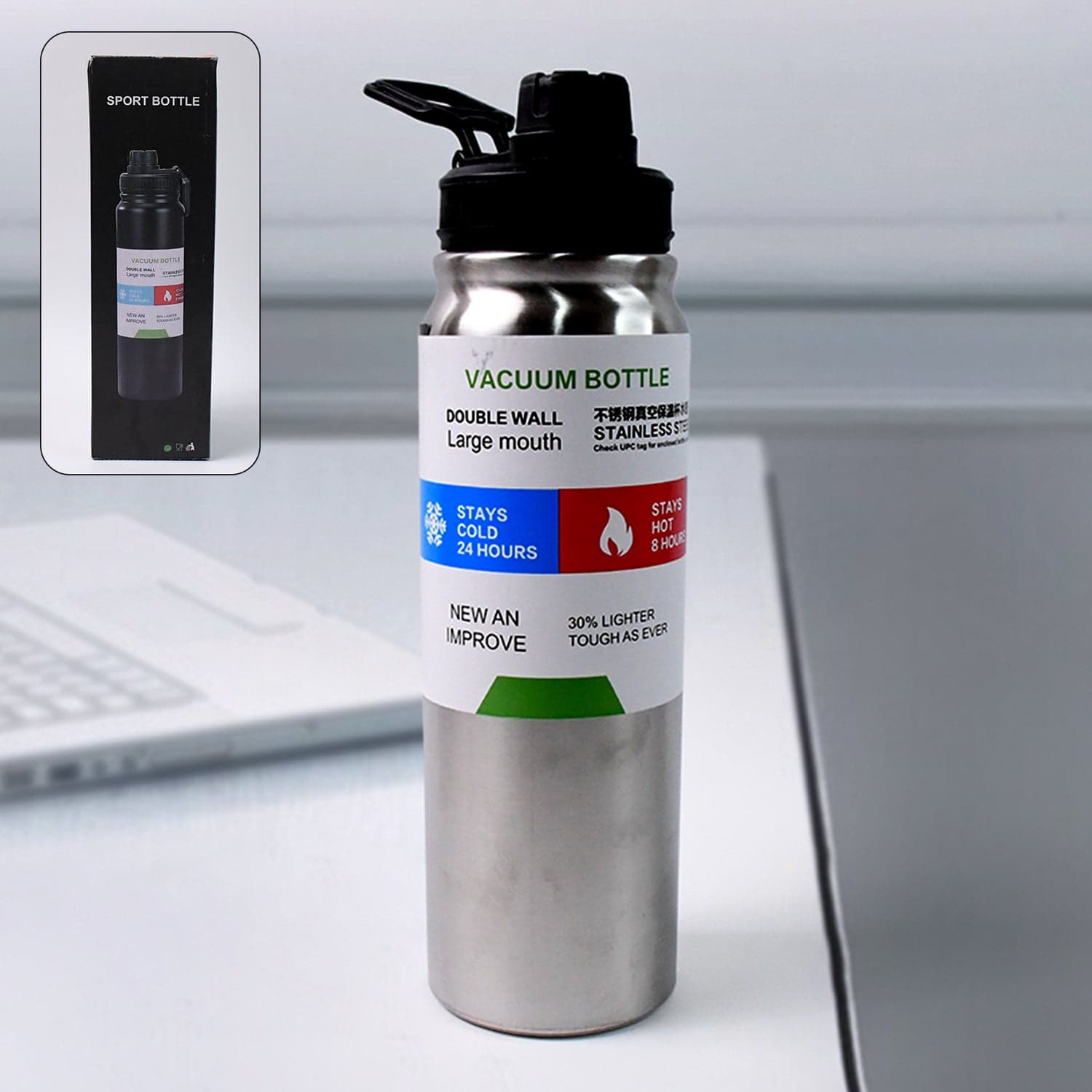 Stainless Steel Double Wall Vacuum-Insulated Drink Water Bottle (800 ML) thumbnail 1