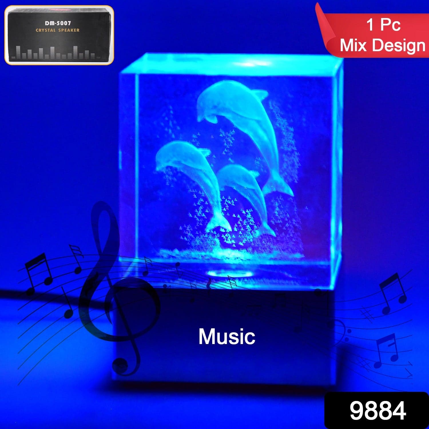 3D Mix Design LED Light Base With Speaker (1 Pc / B Grade) thumbnail 2