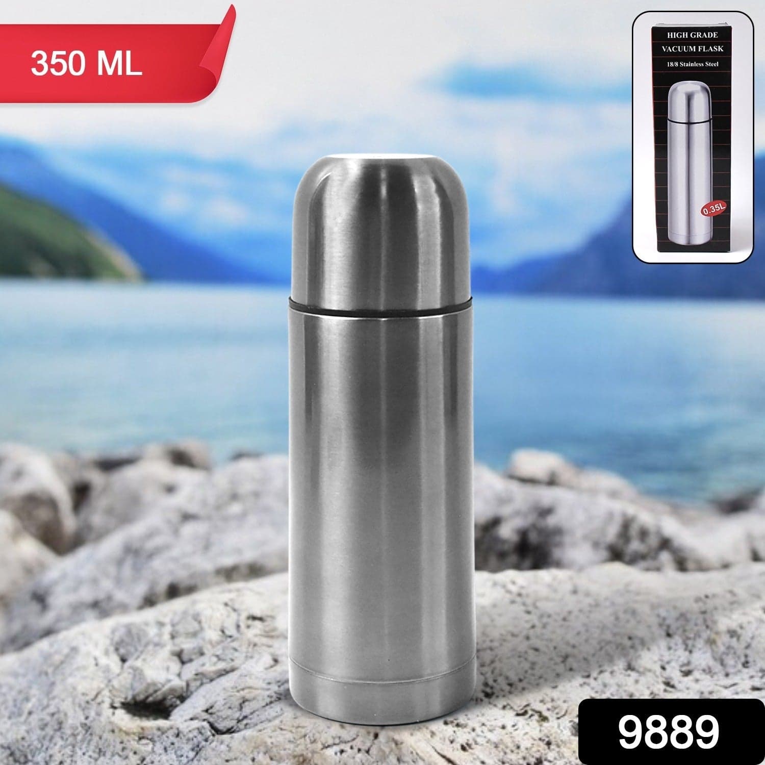 Stainless Steel Hot And Cold Water Bottle With Push-down Lid (350ml) thumbnail 2