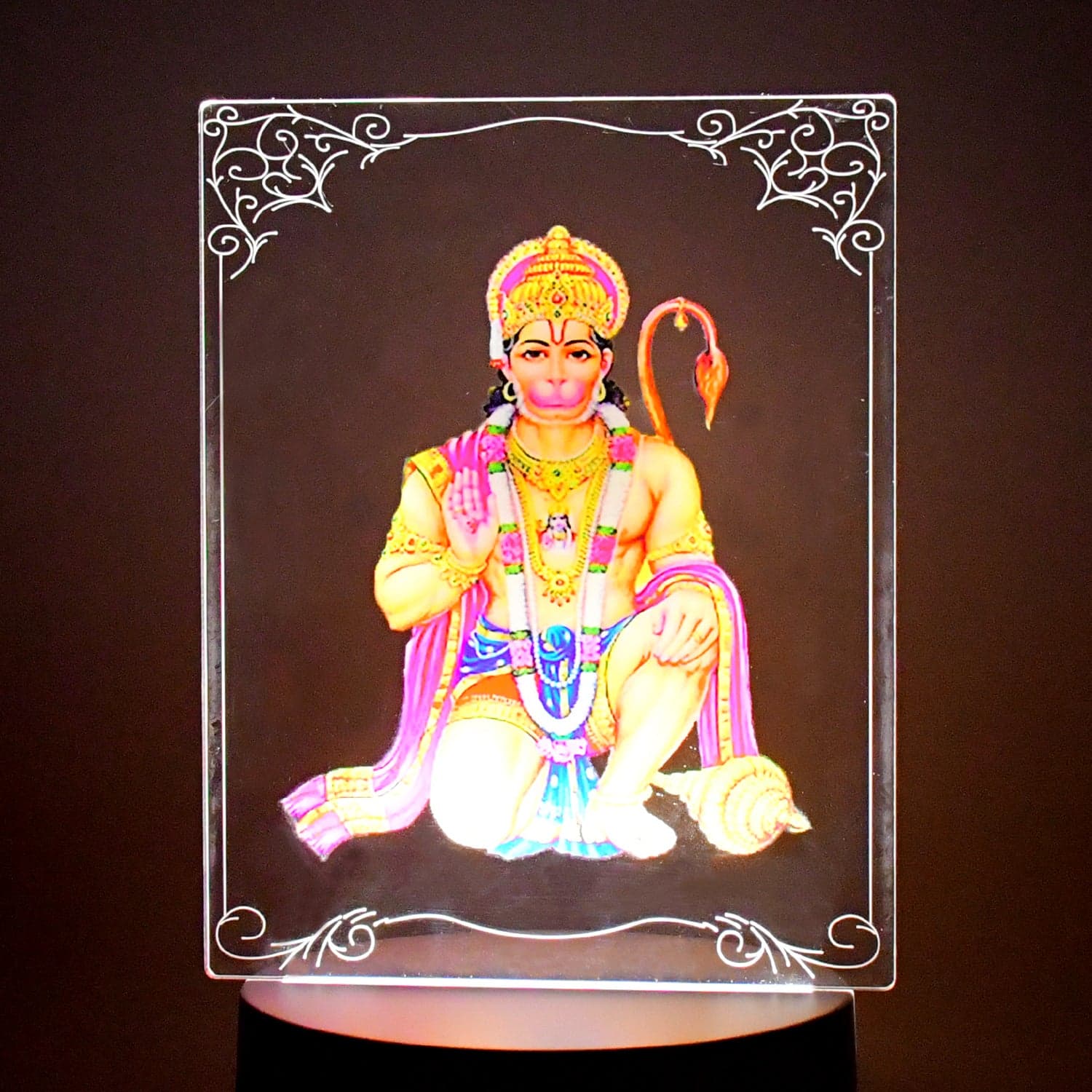 Beautiful 3D Lord Hanuman Frame with soft white light (1 Pc) thumbnail 1