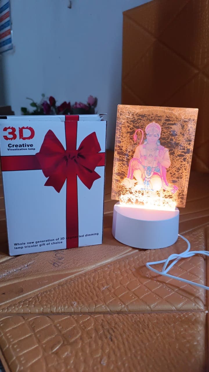 Beautiful 3D Lord Hanuman Frame with soft white light (1 Pc) thumbnail 8