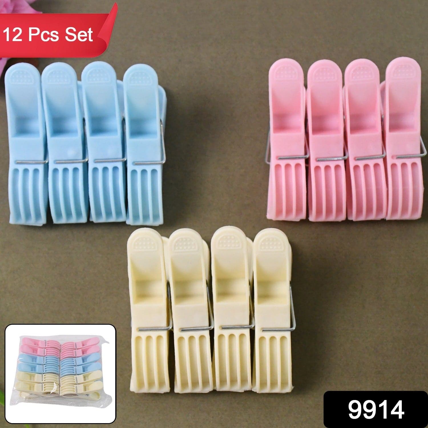 Plastic Cloth Clips (Multicolour) - Pack of 12 thumbnail 2