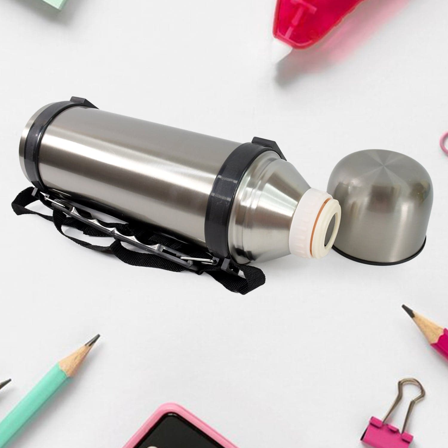 Stainless Steel Insulated Vacuum Bottle (1200ml Approx / Mix Color / 1 Pc) thumbnail 7