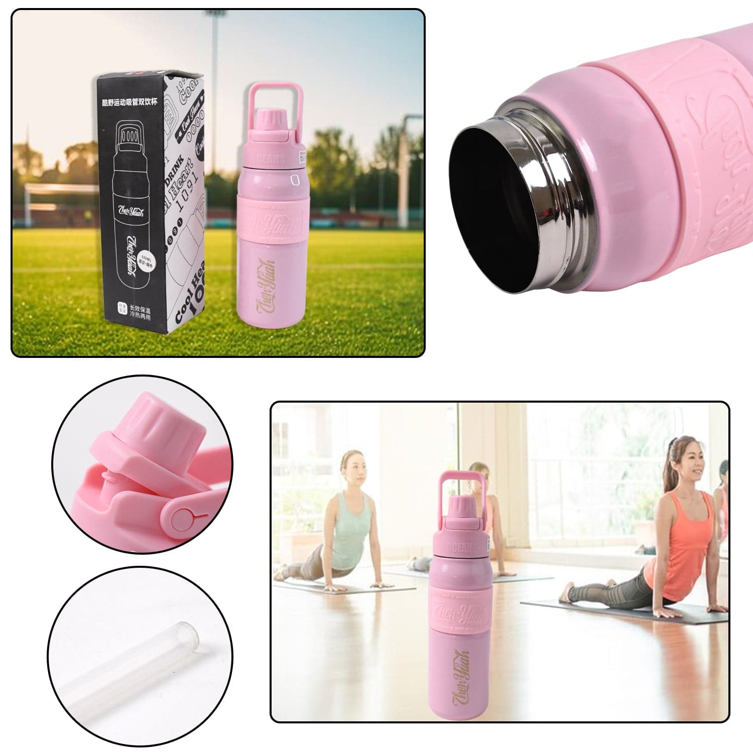 Stainless Steel Vacuum Insulated Water Bottle WIth Straw (550ml) thumbnail 4