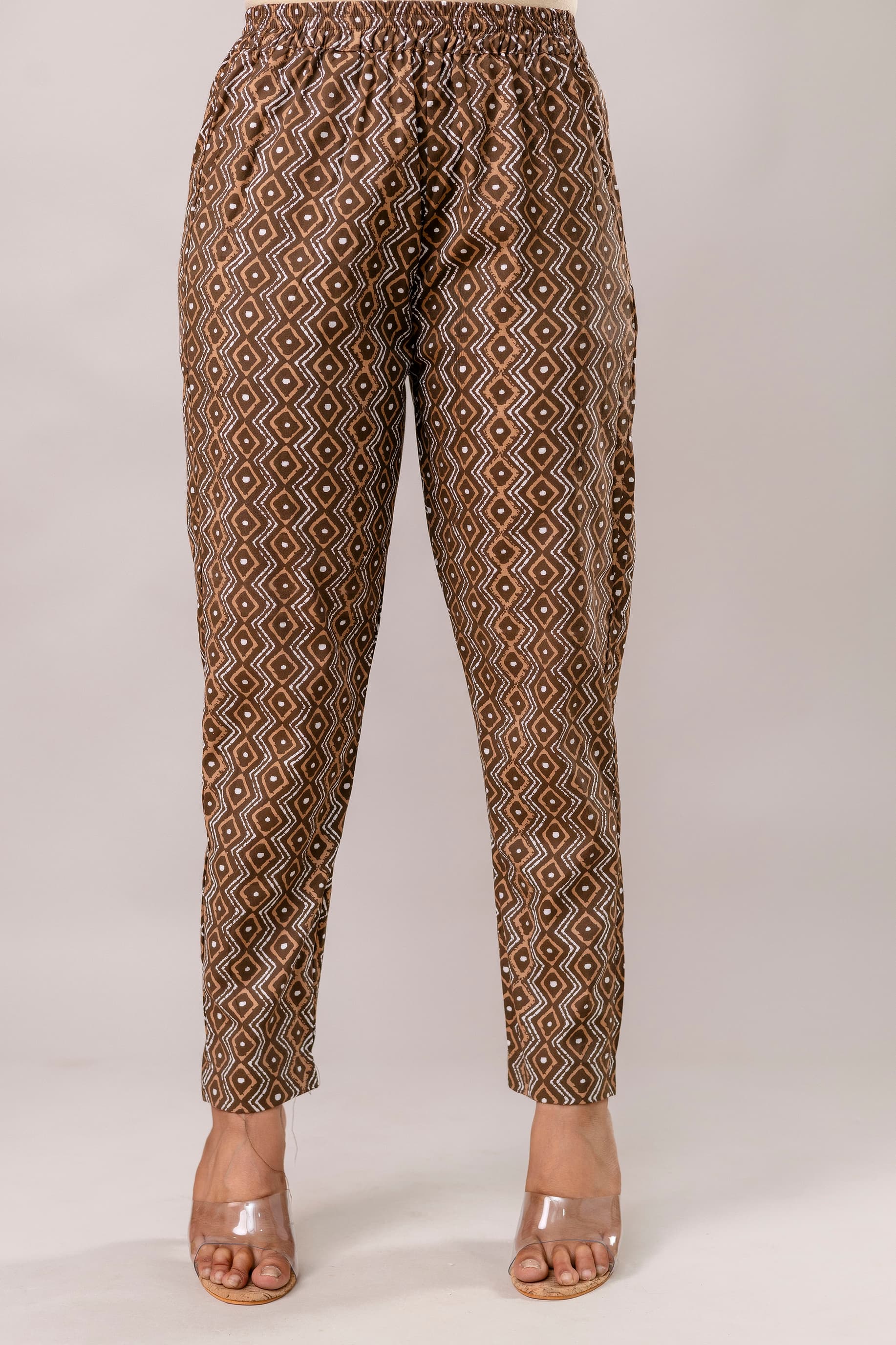 Beige And Brown With White Printed Motifs Straight Printed Suit thumbnail 4