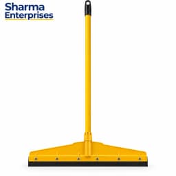 Yellow Plastic Floor Wiper with Long Handle and Black Rubber Blade